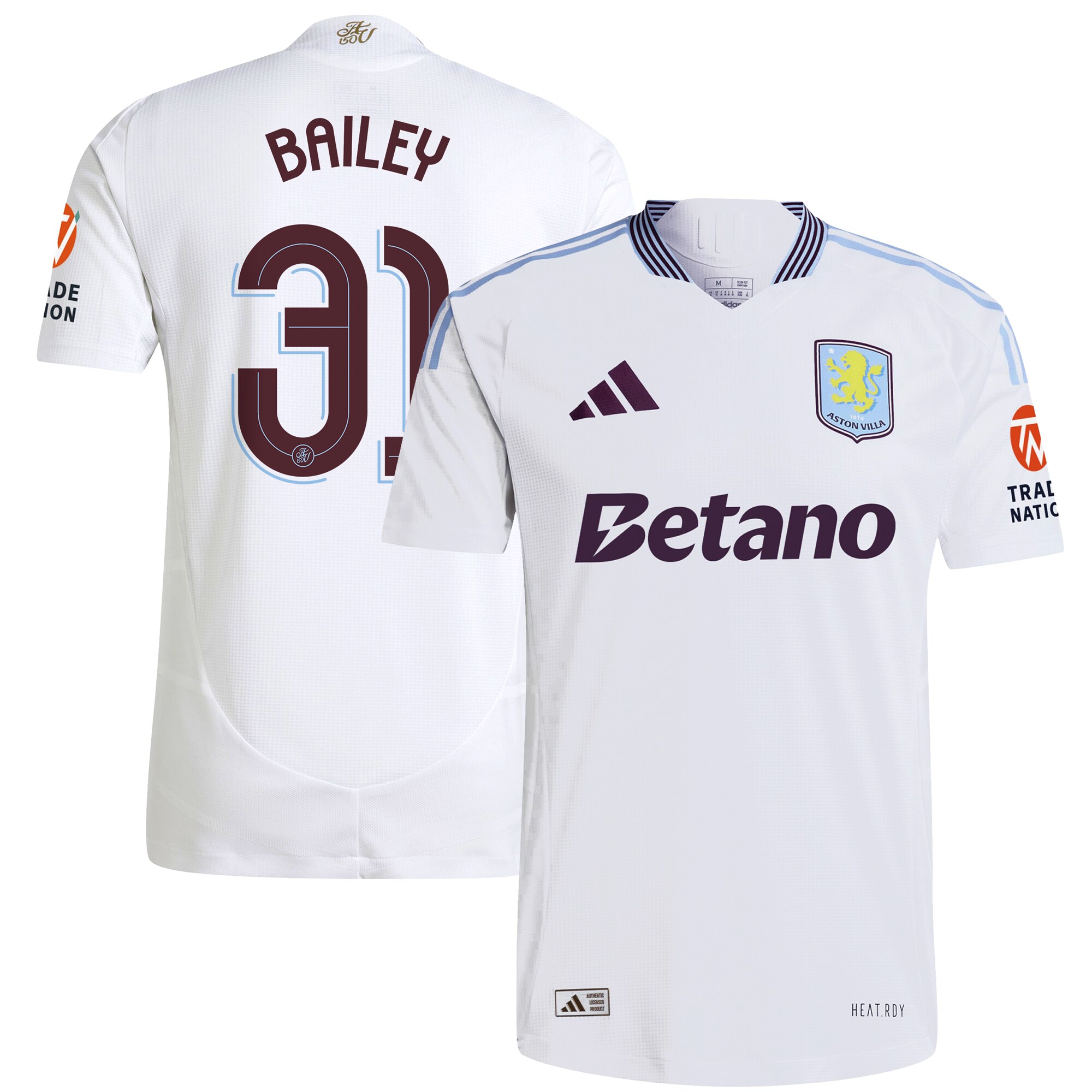 aston villa adidas away authentic shirt 2024-25 with bailey 31 cup printing Collection | Aston Villa Fan Shop