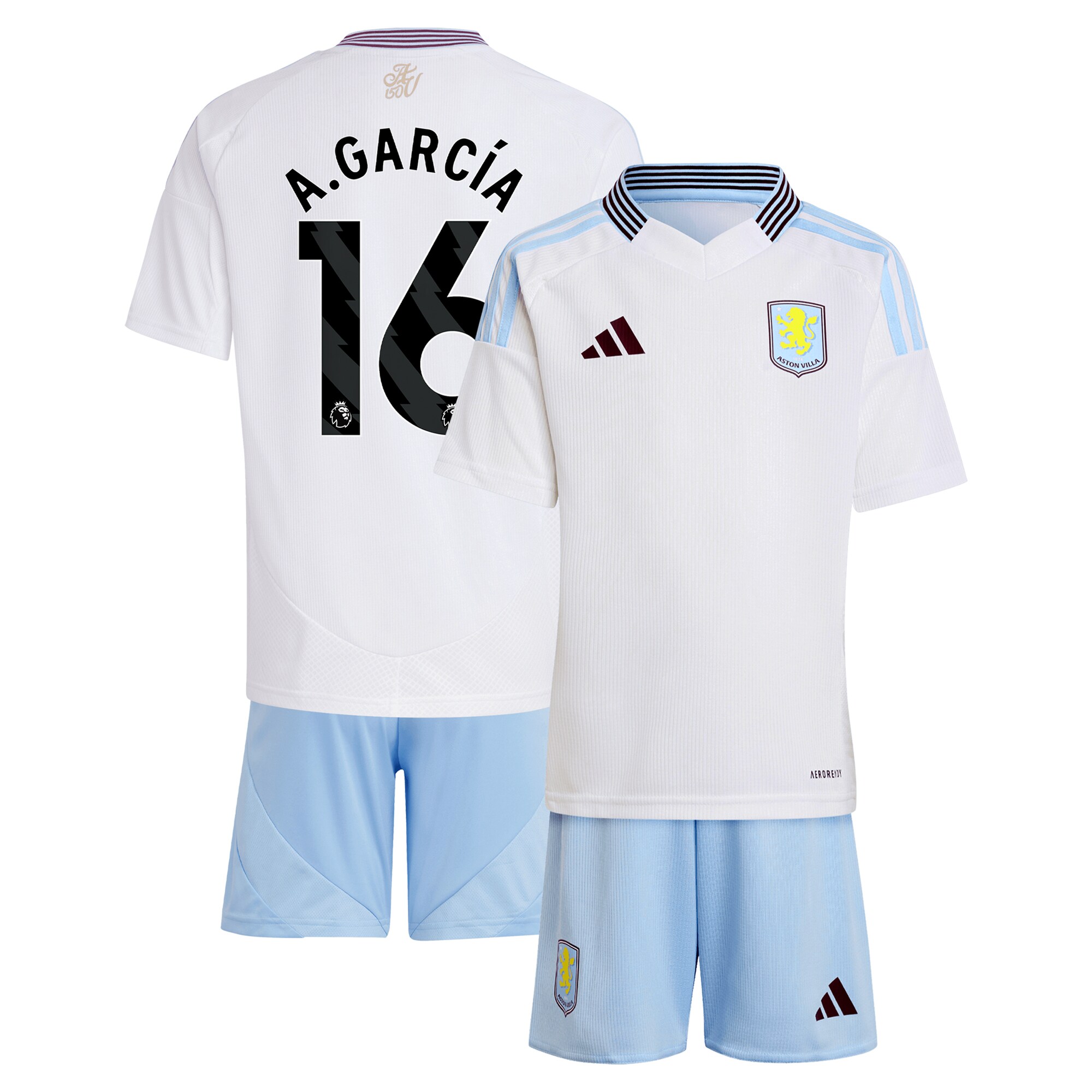 aston villa adidas away mini kit 2024-25 with a.garcía 16 printing Collection | Aston Villa Fan Shop