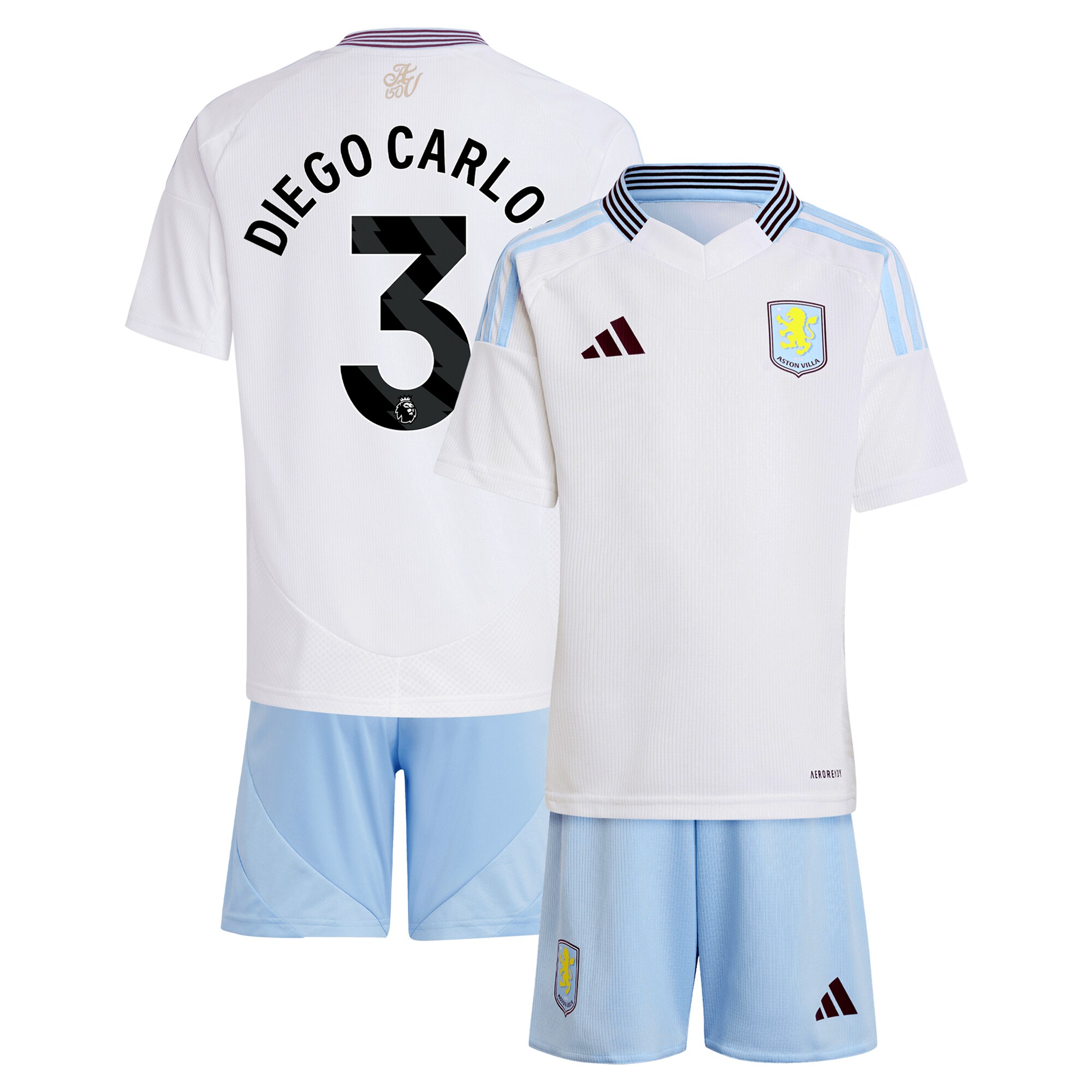 aston villa adidas away mini kit 2024-25 with diego carlos 3 printing Collection | Aston Villa Fan Shop