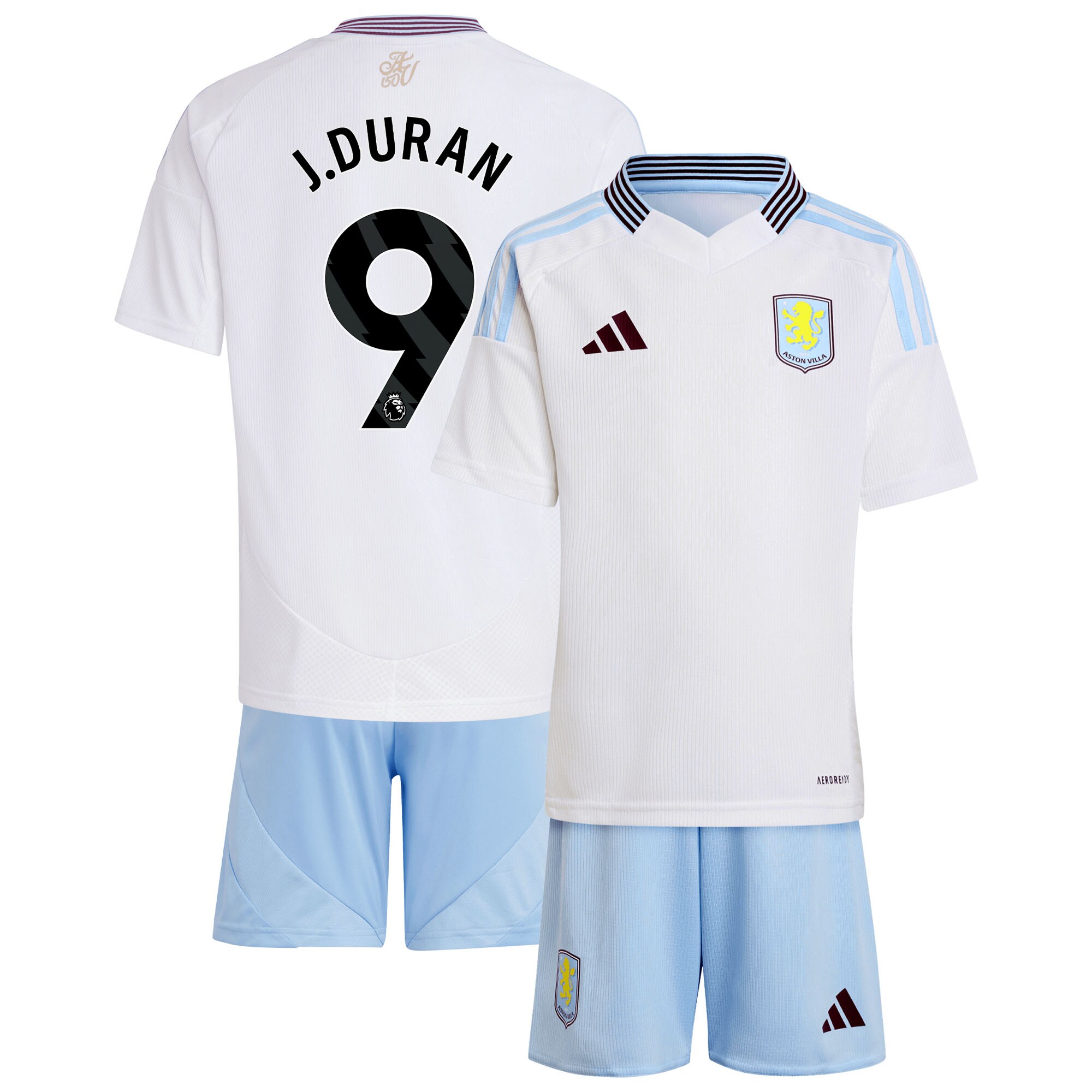 aston villa adidas away mini kit 2024-25 with j.duran 9 printing Collection | Aston Villa Fan Shop