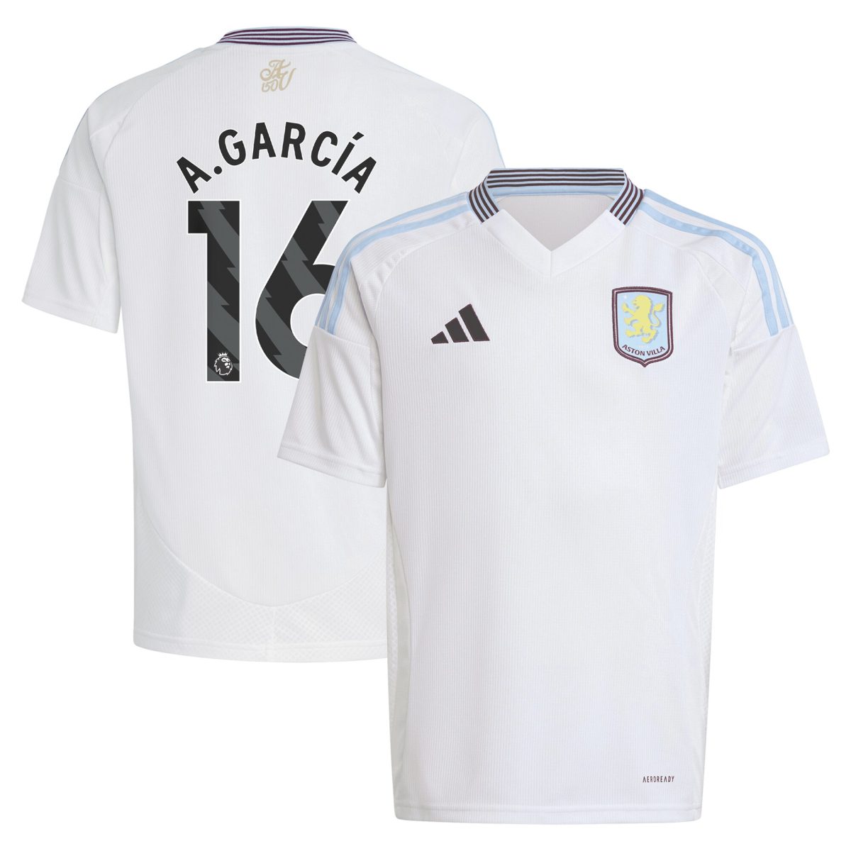 aston villa adidas away shirt 2024-25 – kids with a.garcía 16 printing Collection | Aston Villa Fan Shop