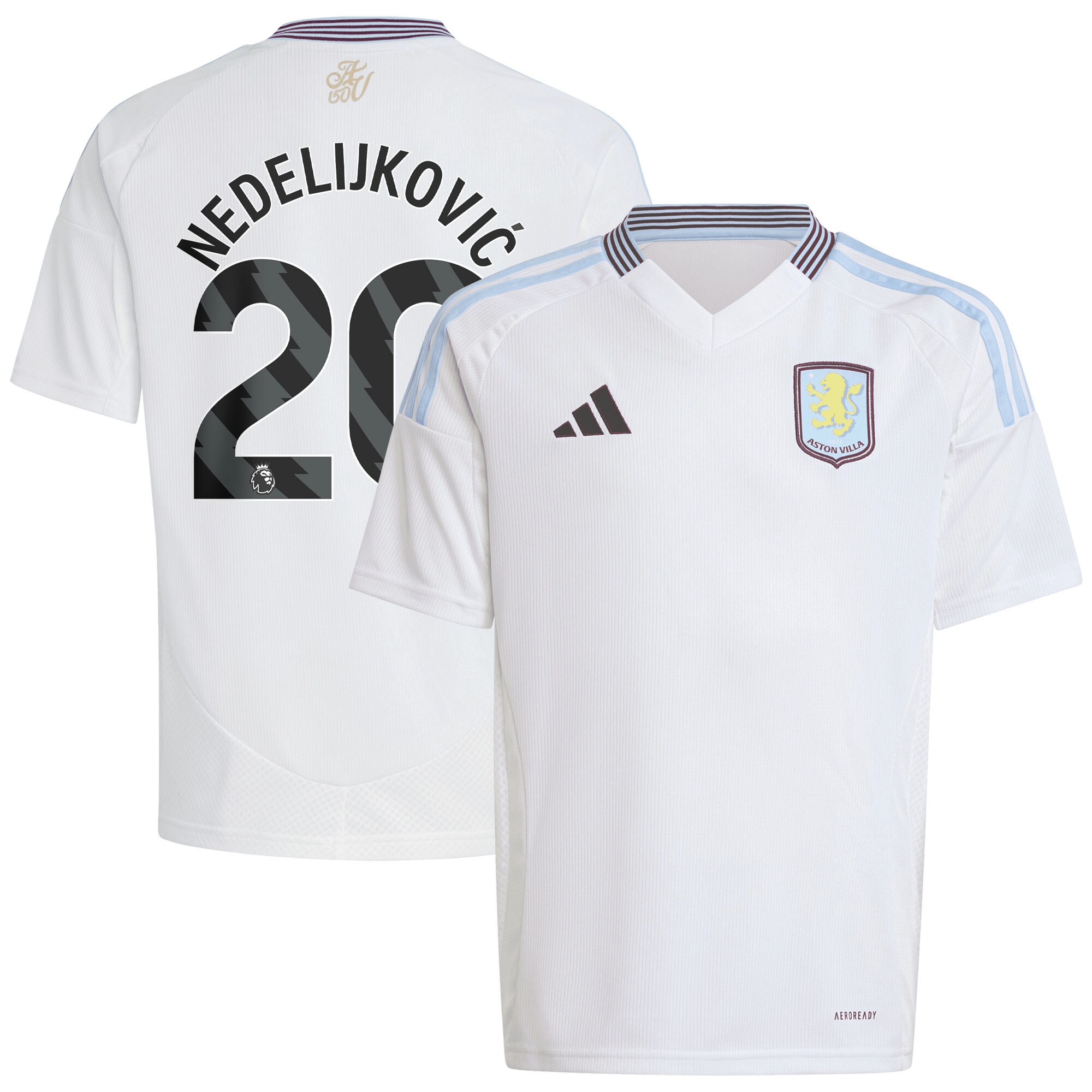 aston villa adidas away shirt 2024-25 – kids with nedeljković 20 printing Collection | Aston Villa Fan Shop