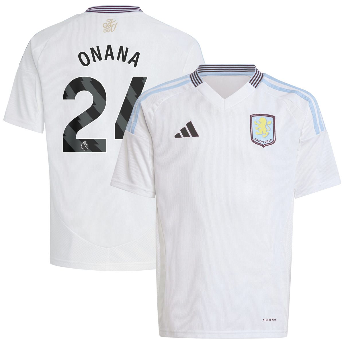 aston villa adidas away shirt 2024-25 – kids with onana 24 printing Collection | Aston Villa Fan Shop