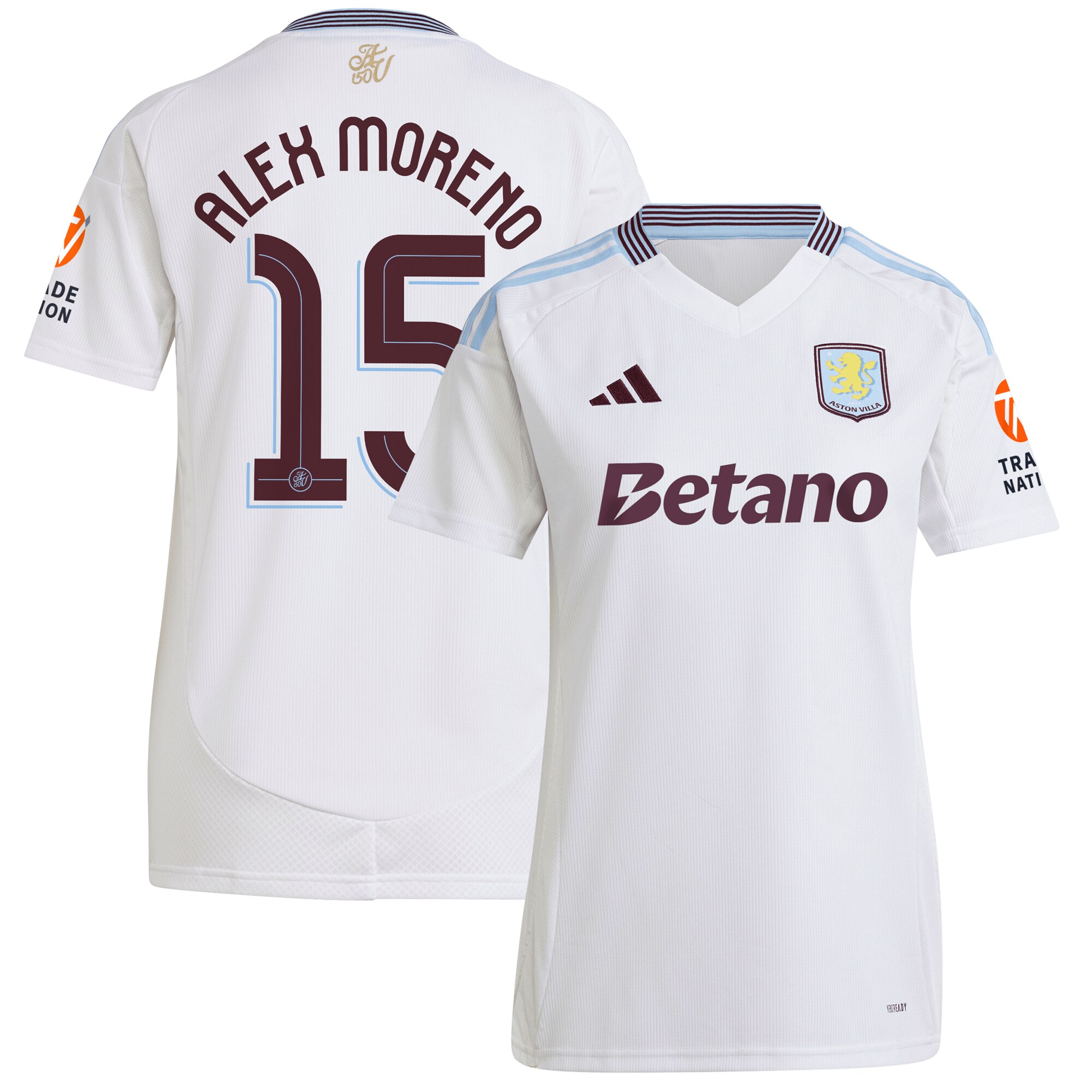aston villa adidas away shirt 2024-25 – womens with alex moreno 15 cup printing Collection | Aston Villa Fan Shop