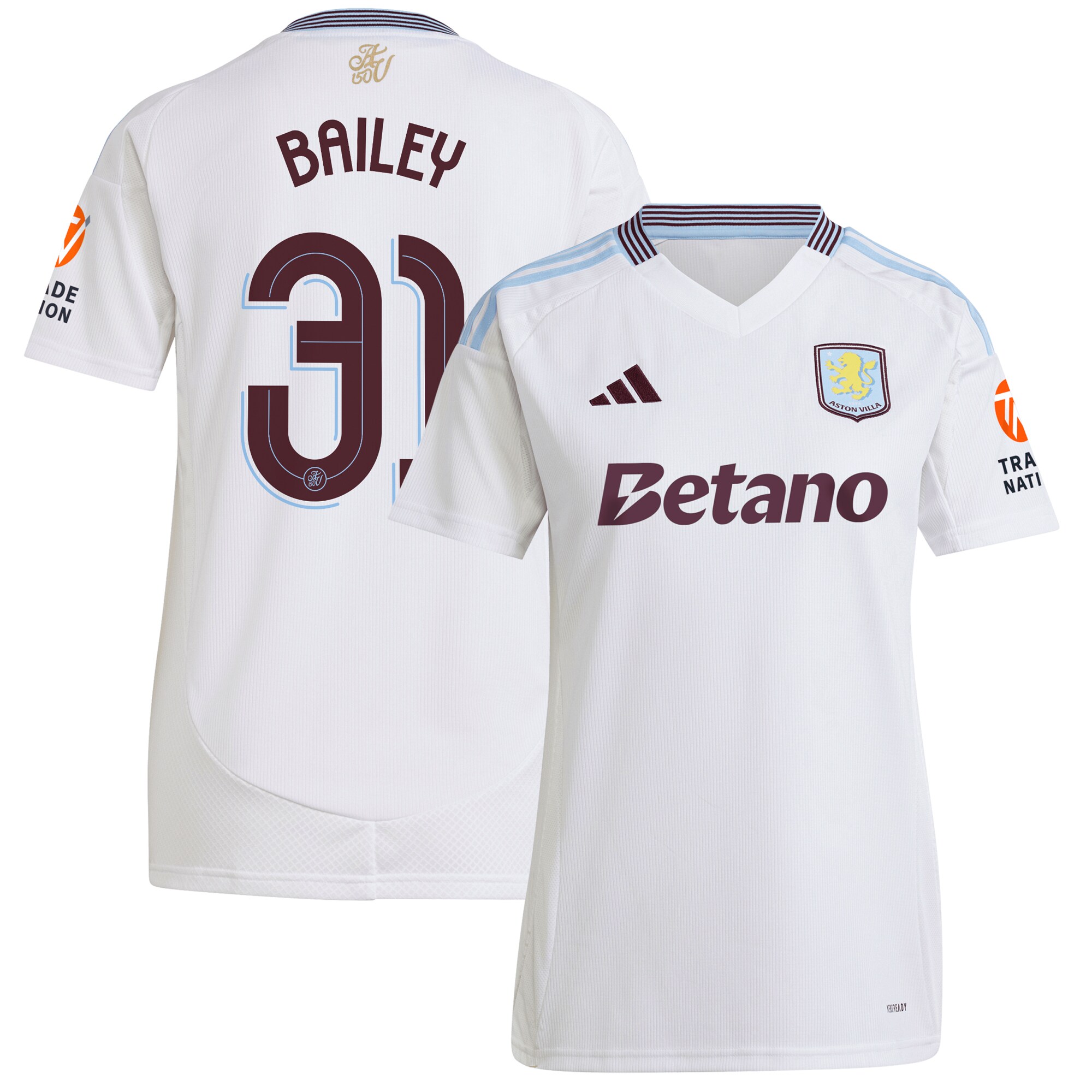 aston villa adidas away shirt 2024-25 – womens with bailey 31 cup printing Collection | Aston Villa Fan Shop