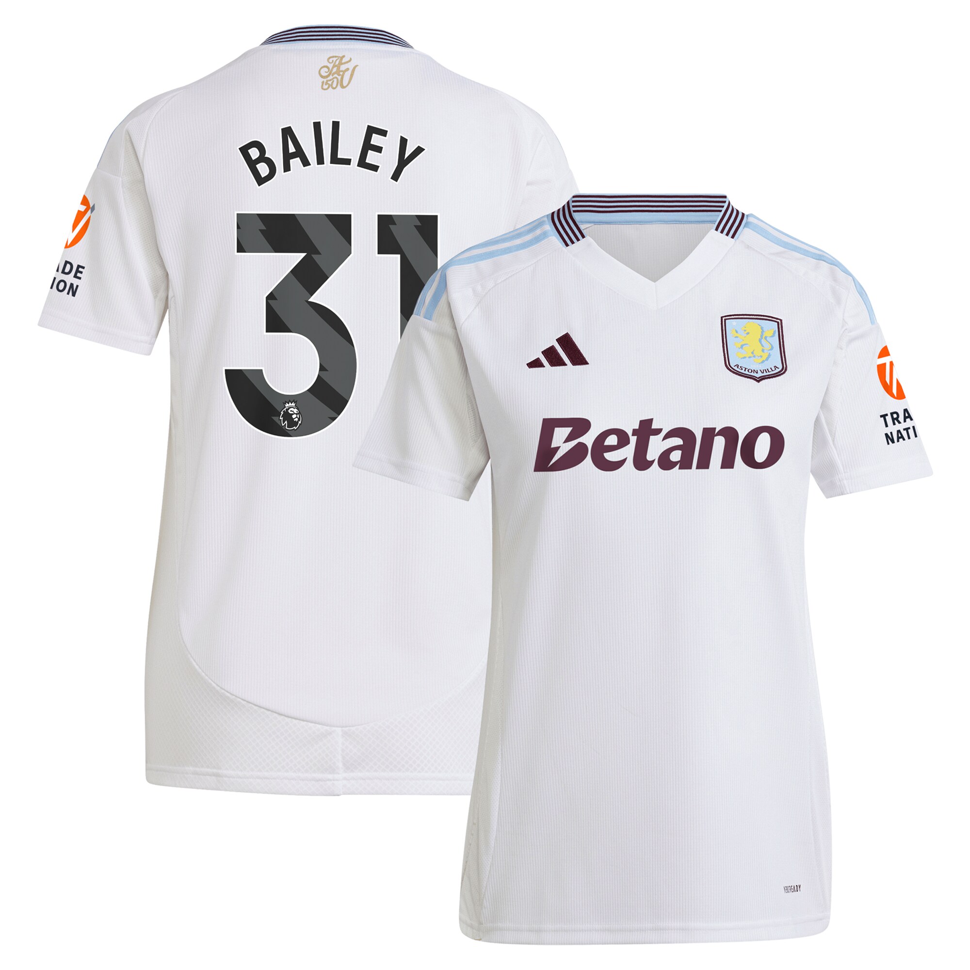 aston villa adidas away shirt 2024-25 – womens with bailey 31 printing Collection | Aston Villa Fan Shop