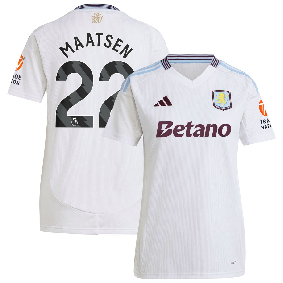 aston villa adidas away shirt 2024-25 – womens with maatsen 22 printing Collection | Aston Villa Fan Shop