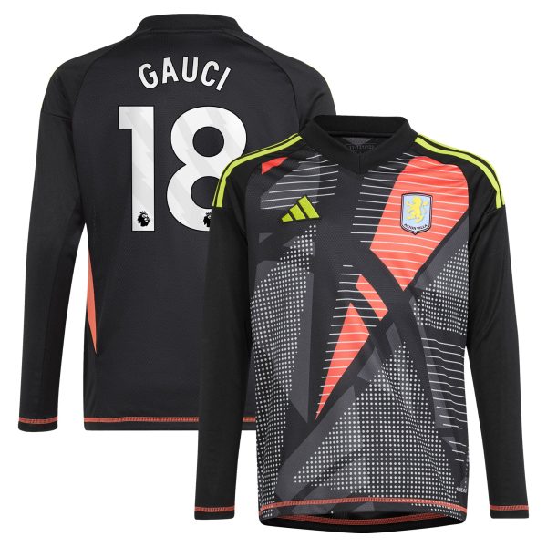aston villa adidas goalkeeper shirt 2024-25 – long sleeve – kids with gauci 18 printing – 202029323 Collection | Aston Villa Fan Shop