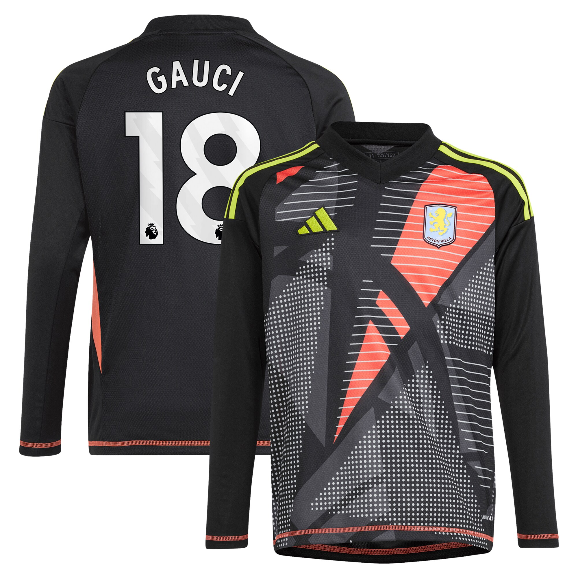 aston villa adidas goalkeeper shirt 2024-25 – long sleeve – kids with gauci 18 printing – 202029323 Collection | Aston Villa Fan Shop