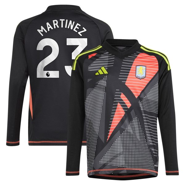 aston villa adidas goalkeeper shirt 2024-25 – long sleeve – kids with martinez 23 printing – 202029325 Collection | Aston Villa Fan Shop