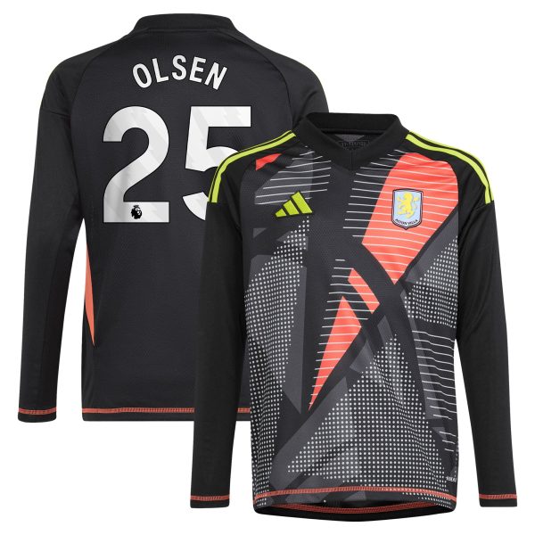 aston villa adidas goalkeeper shirt 2024-25 – long sleeve – kids with olsen 25 printing – 202029322 Collection | Aston Villa Fan Shop