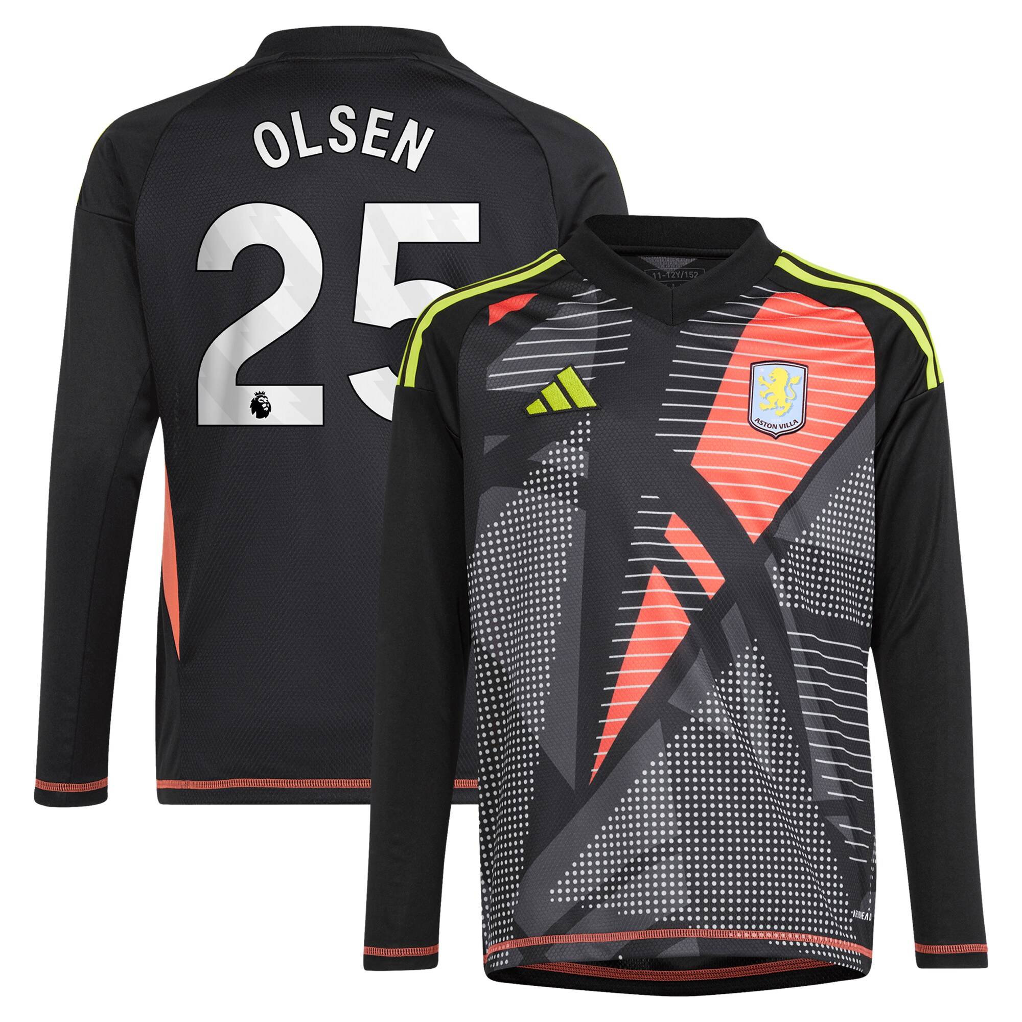 aston villa adidas goalkeeper shirt 2024-25 – long sleeve – kids with olsen 25 printing – 202029322 Collection | Aston Villa Fan Shop