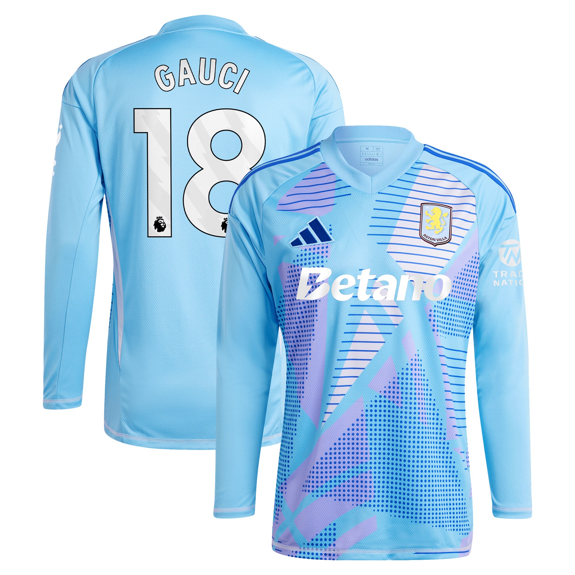 aston villa adidas goalkeeper shirt 2024-25 – long sleeve with gauci 18 printing – 202030982 Collection | Aston Villa Fan Shop