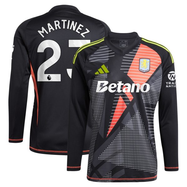 aston villa adidas goalkeeper shirt 2024-25 – long sleeve with martinez 23 printing – 202028938 Collection | Aston Villa Fan Shop