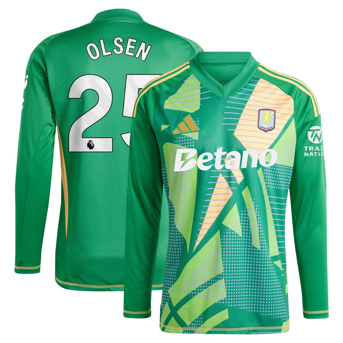 aston villa adidas goalkeeper shirt 2024-25 – long sleeve with olsen 25 printing Collection | Aston Villa Fan Shop