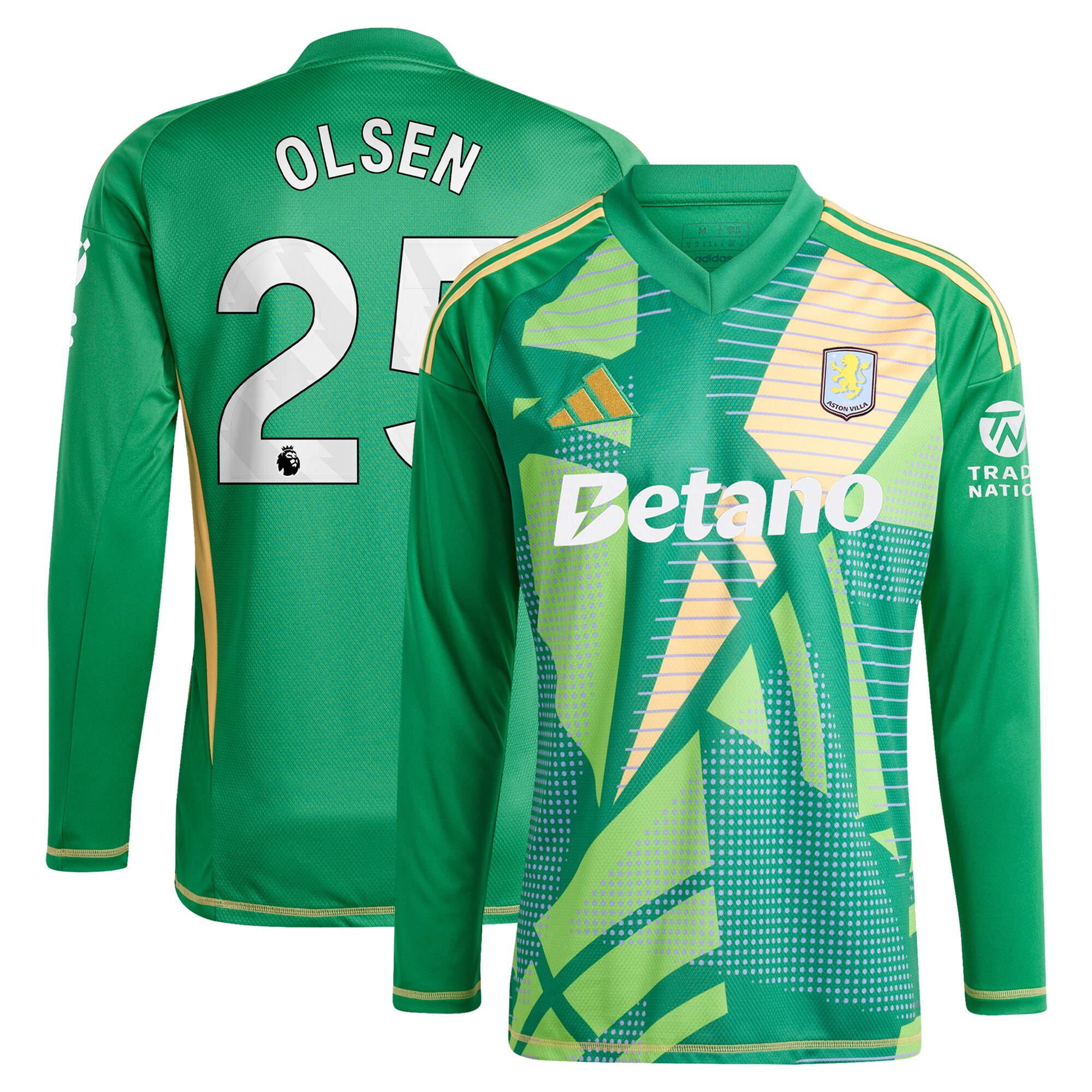 aston villa adidas goalkeeper shirt 2024-25 – long sleeve with olsen 25 printing Collection | Aston Villa Fan Shop