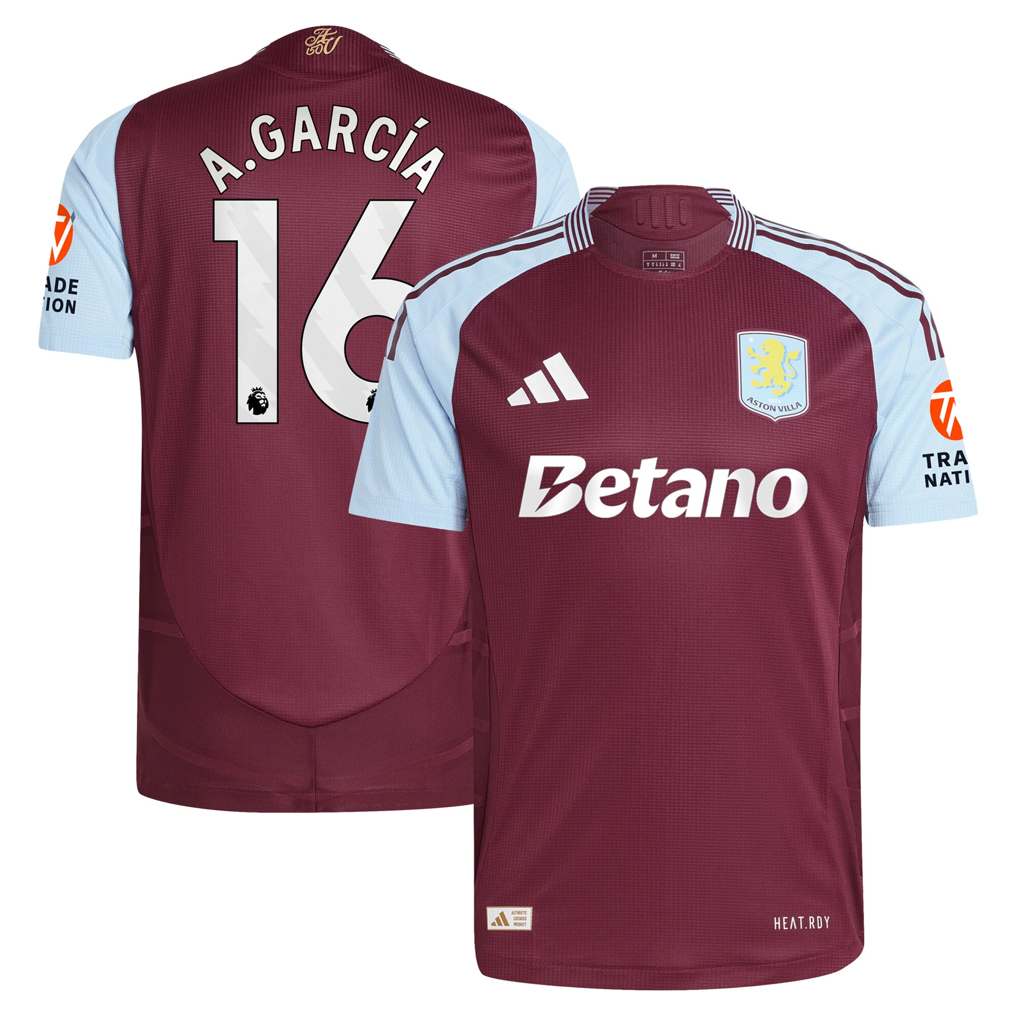aston villa adidas home authentic shirt 2024-25 with a.garcía 16 printing Collection | Aston Villa Fan Shop