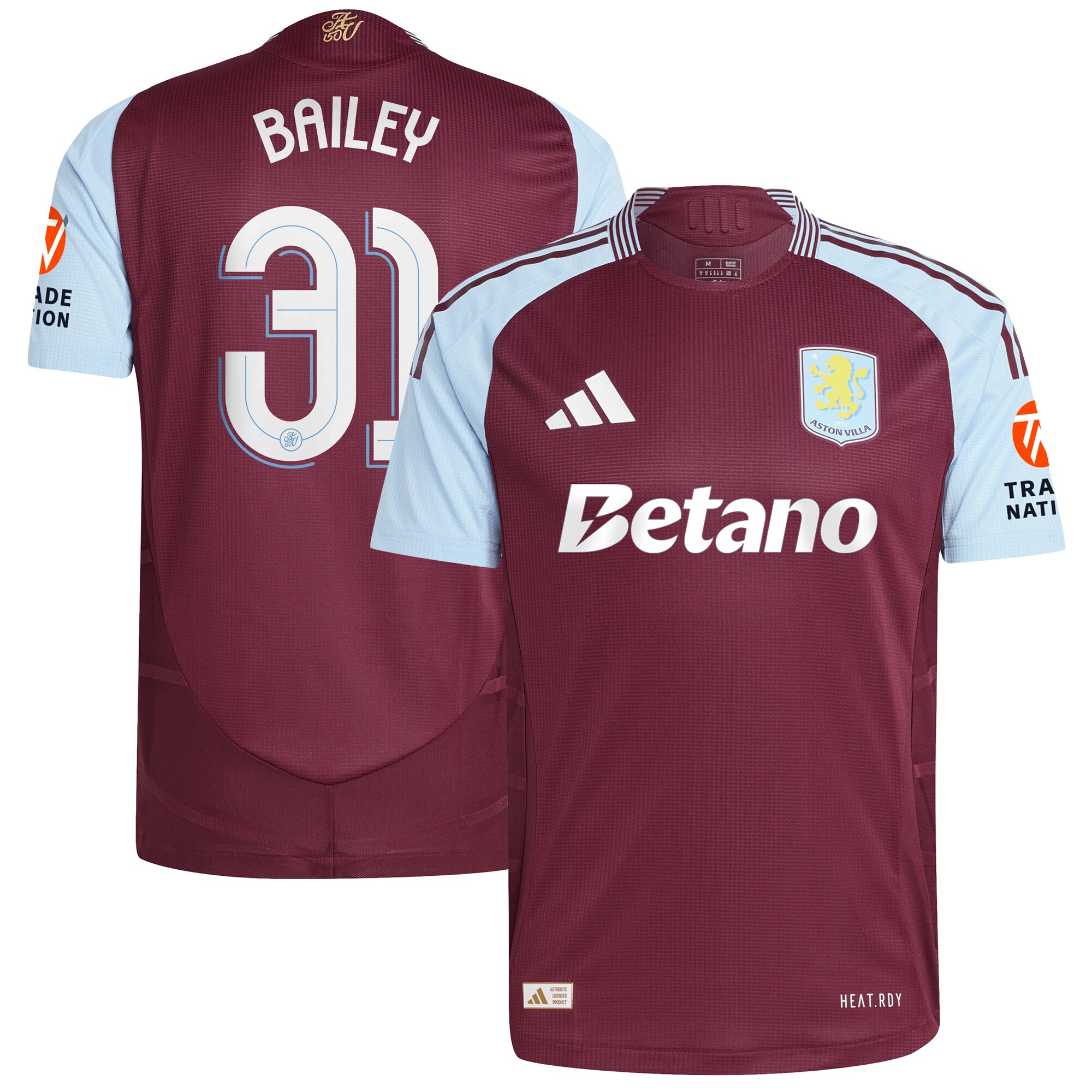 aston villa adidas home authentic shirt 2024-25 with bailey 31 cup printing Collection | Aston Villa Fan Shop