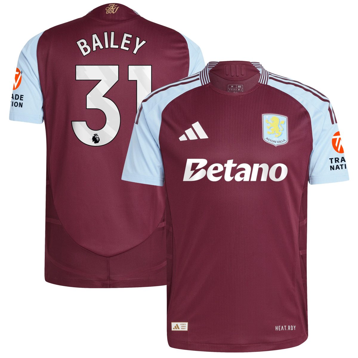 aston villa adidas home authentic shirt 2024-25 with bailey 31 printing Collection | Aston Villa Fan Shop