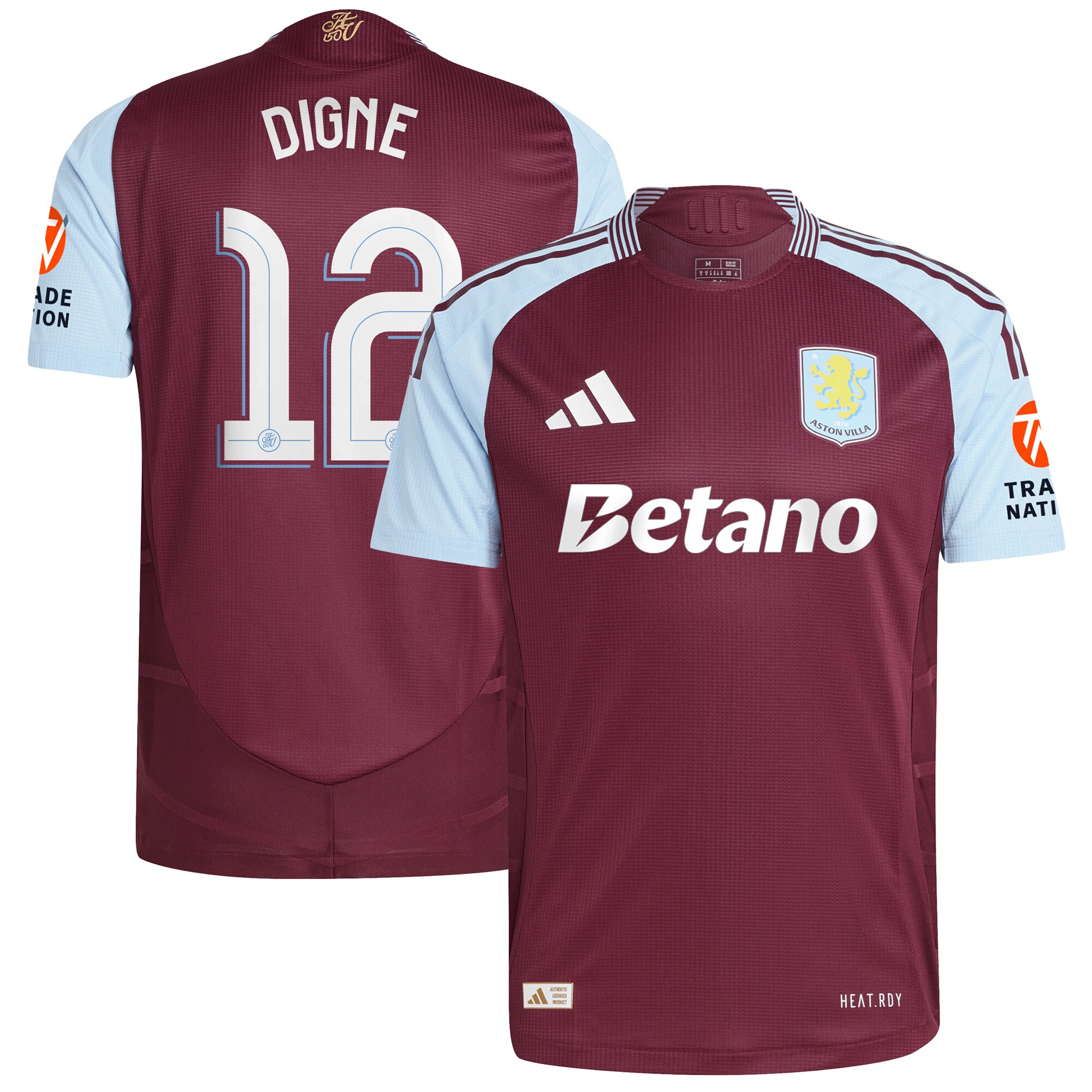 aston villa adidas home authentic shirt 2024-25 with digne 12 cup printing Collection | Aston Villa Fan Shop