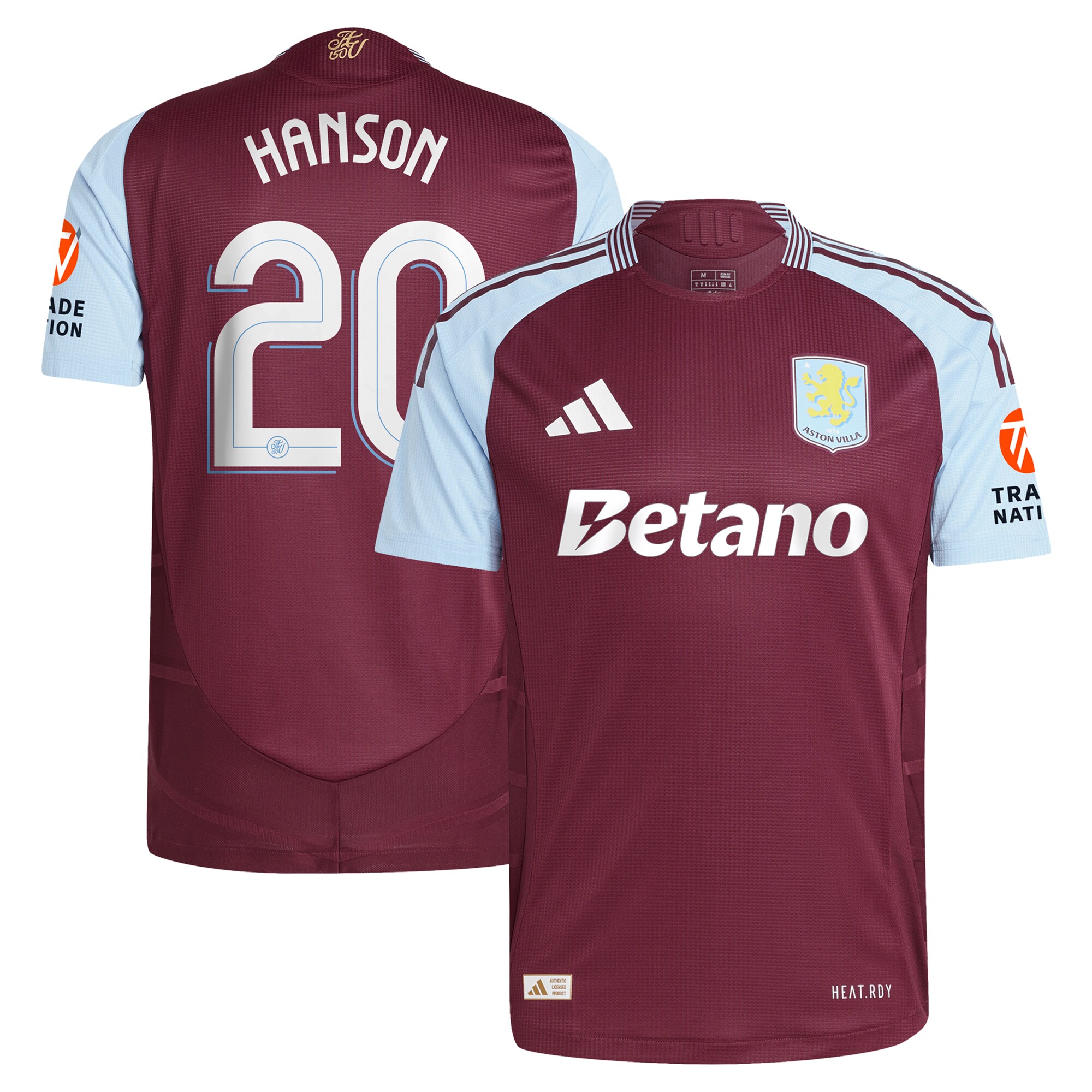 aston villa adidas home authentic shirt 2024-25 with hanson 20 cup printing Collection | Aston Villa Fan Shop