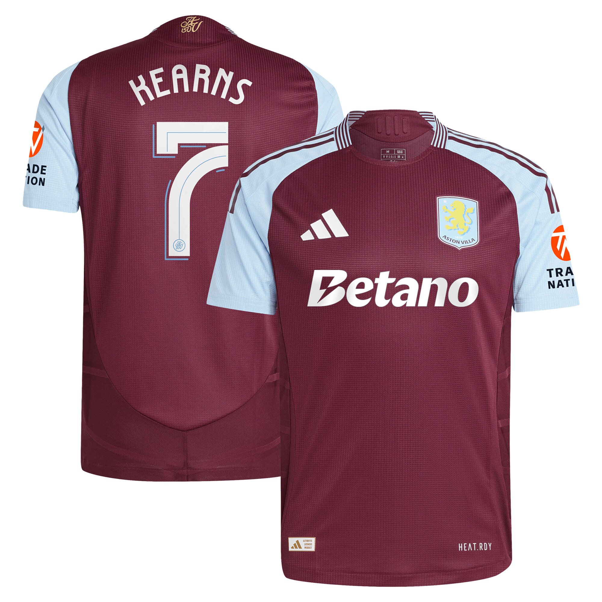aston villa adidas home authentic shirt 2024-25 with kearns 7 cup printing Collection | Aston Villa Fan Shop