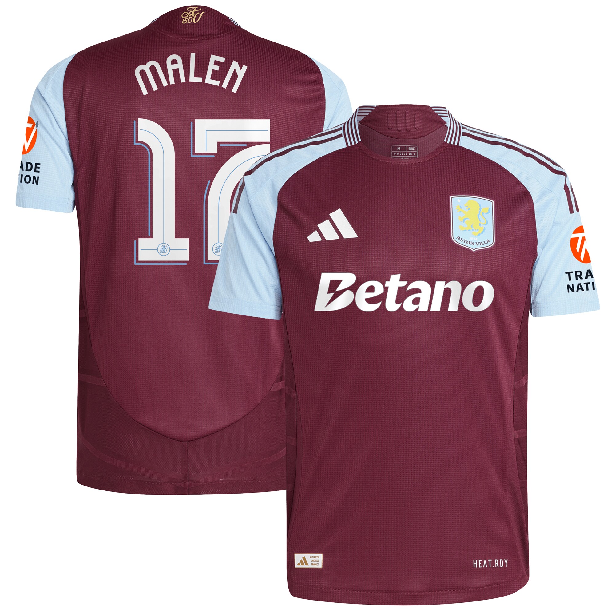 aston villa adidas home authentic shirt 2024-25 with malen 17 cup printing Collection | Aston Villa Fan Shop