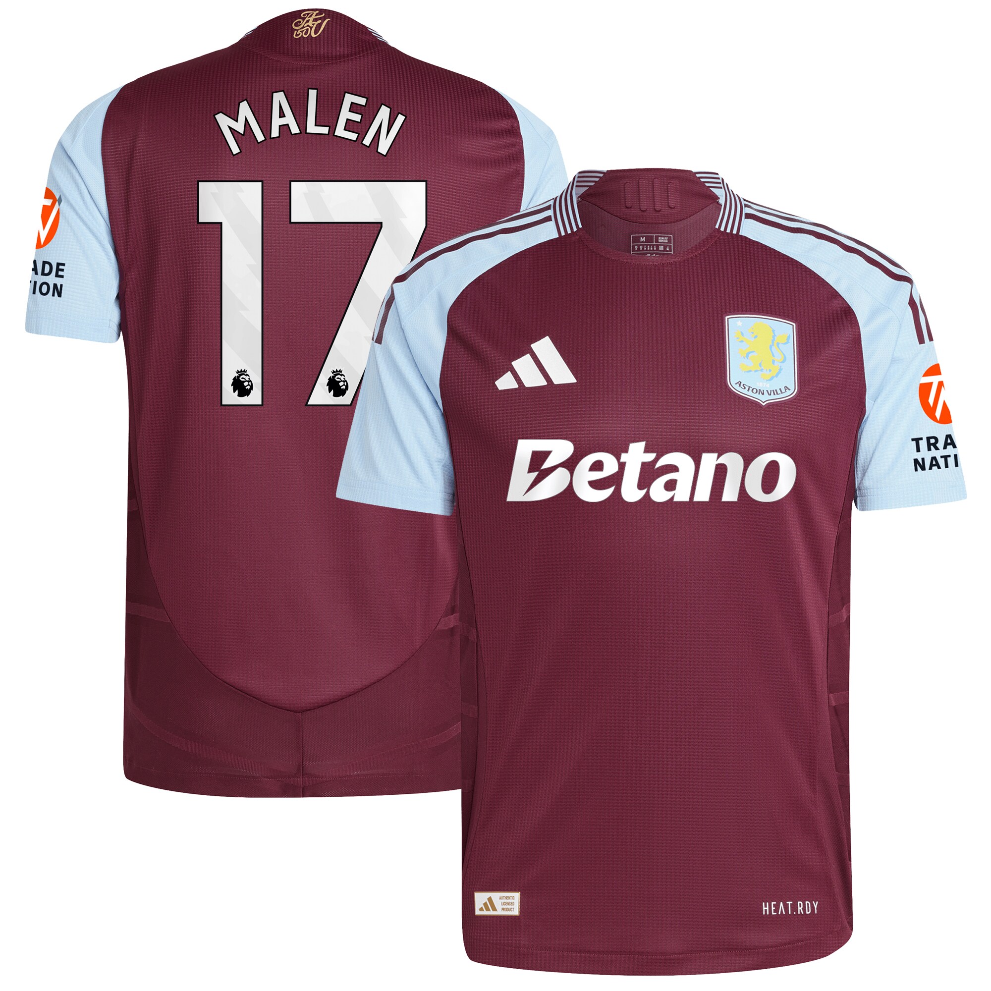 aston villa adidas home authentic shirt 2024-25 with malen 17 printing Collection | Aston Villa Fan Shop