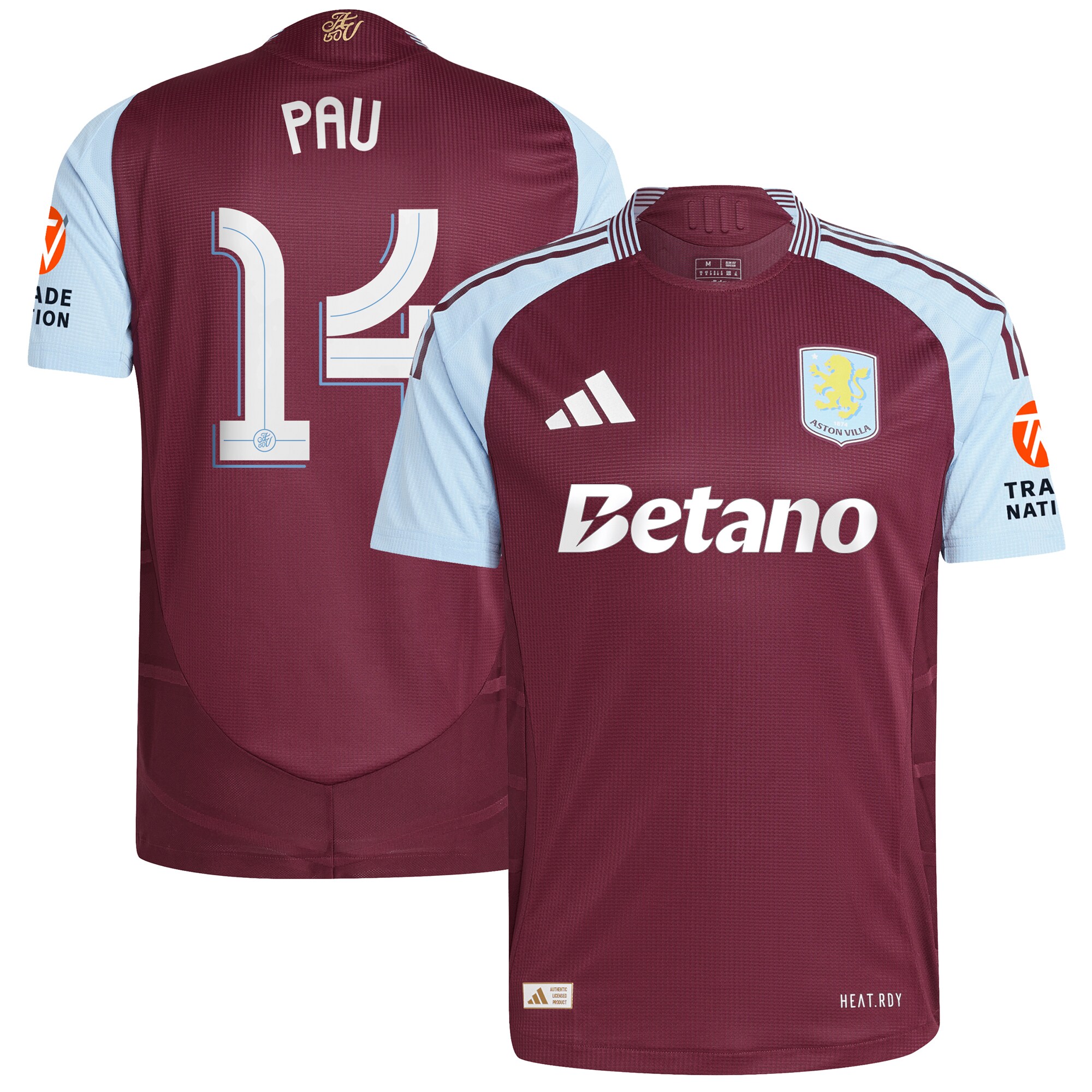 aston villa adidas home authentic shirt 2024-25 with pau 14 cup printing Collection | Aston Villa Fan Shop