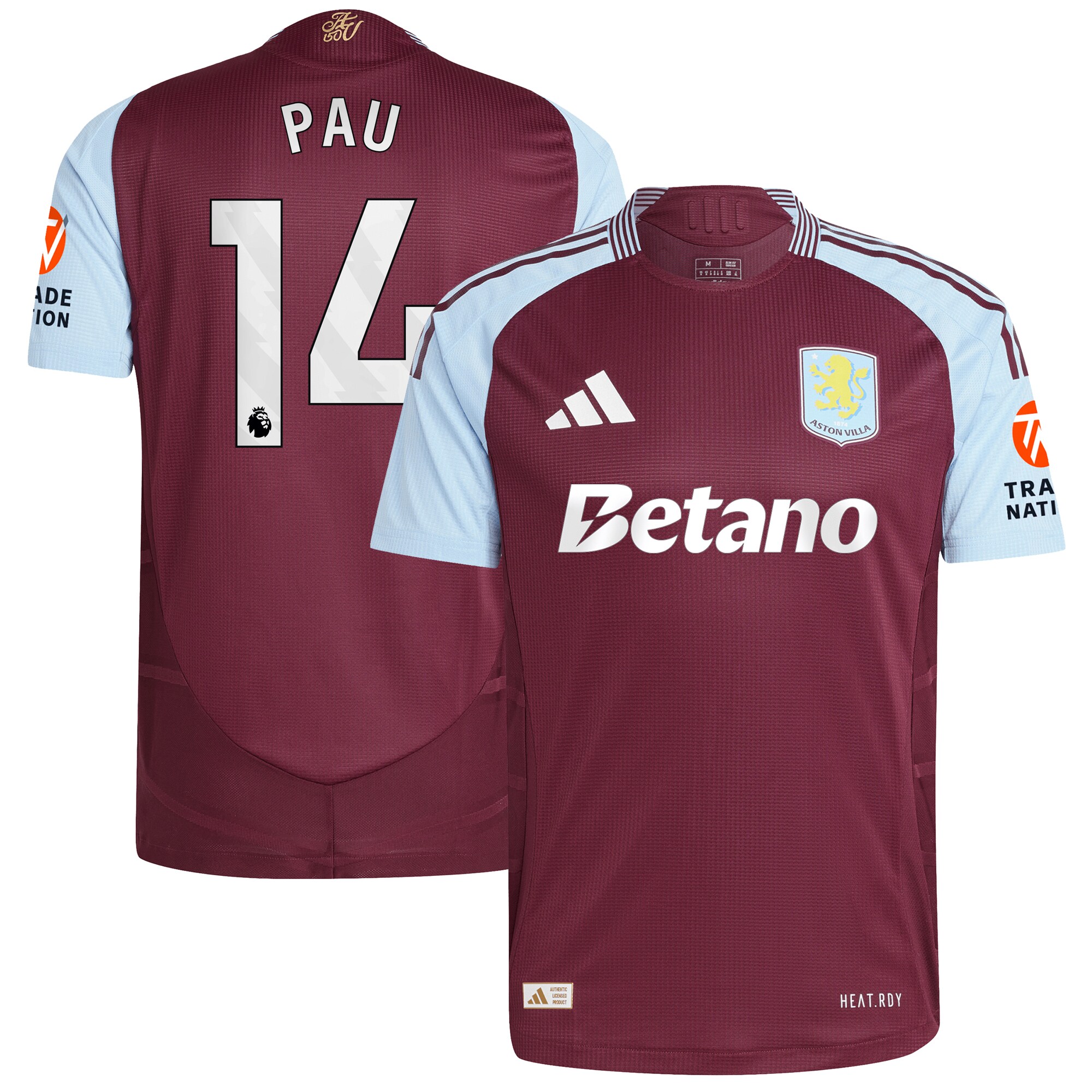 aston villa adidas home authentic shirt 2024-25 with pau 14 printing Collection | Aston Villa Fan Shop