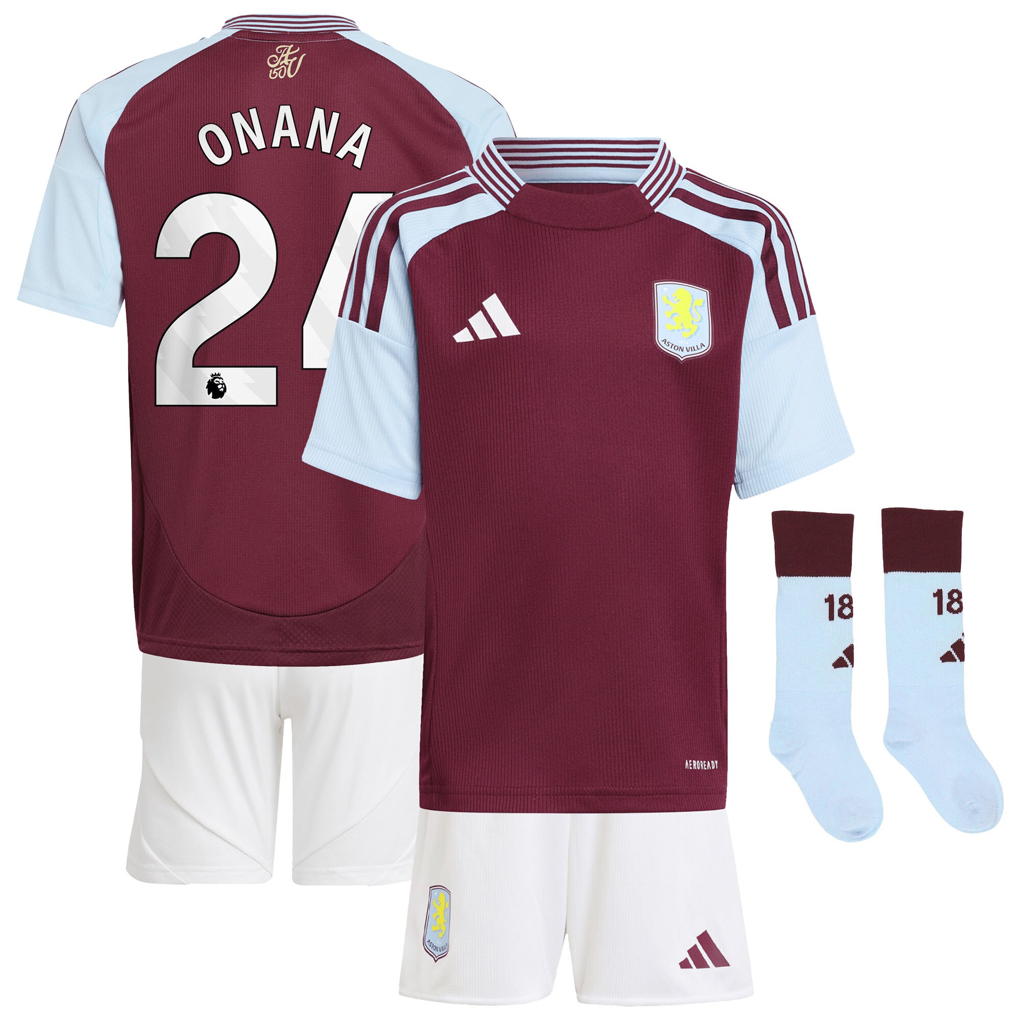 aston villa adidas home mini kit 2024-25 with onana 24 printing Collection | Aston Villa Fan Shop