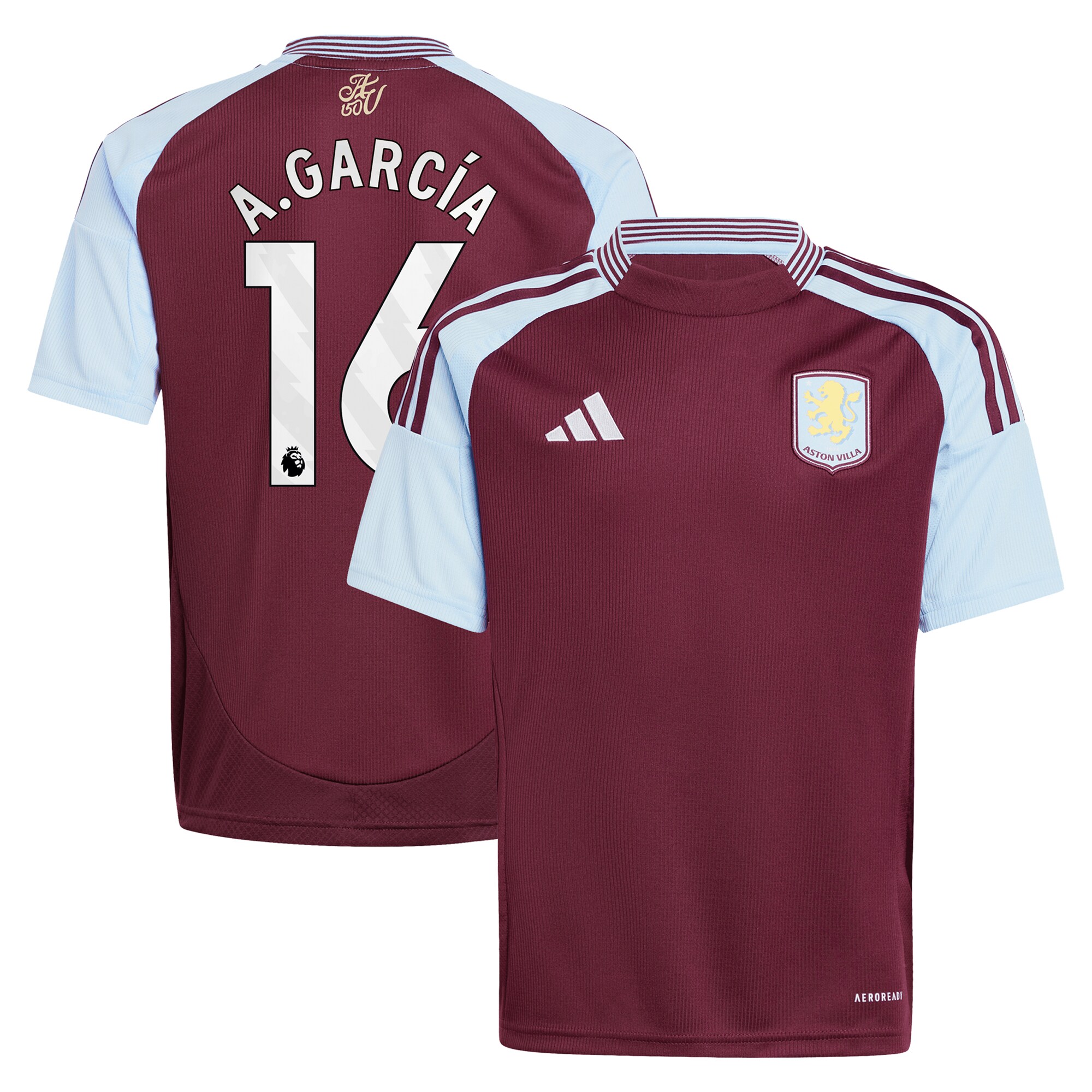 aston villa adidas home shirt 2024-25 – kids with a.garcía 16 printing Collection | Aston Villa Fan Shop