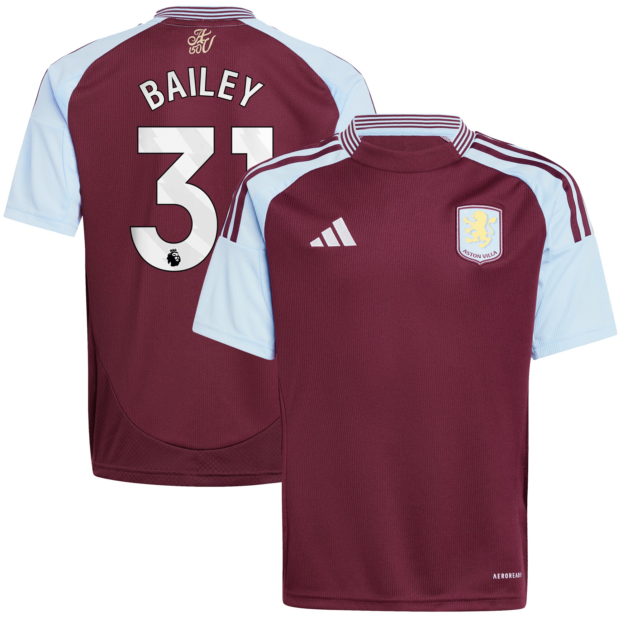 aston villa adidas home shirt 2024-25 – kids with bailey 31 printing Collection | Aston Villa Fan Shop