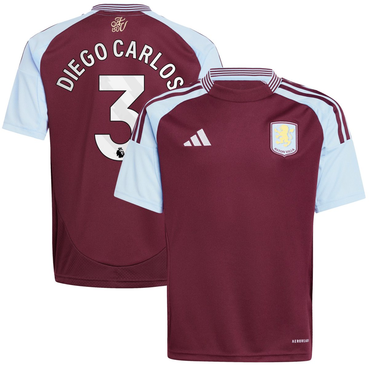aston villa adidas home shirt 2024-25 – kids with diego carlos 3 printing Collection | Aston Villa Fan Shop