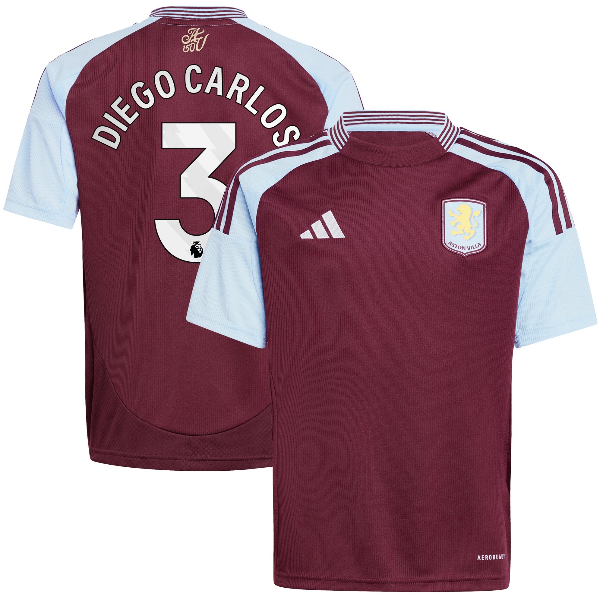 aston villa adidas home shirt 2024-25 – kids with diego carlos 3 printing Collection | Aston Villa Fan Shop