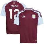 aston villa adidas home shirt 2024-25 – kids with digne 12 printing Collection | Aston Villa Fan Shop