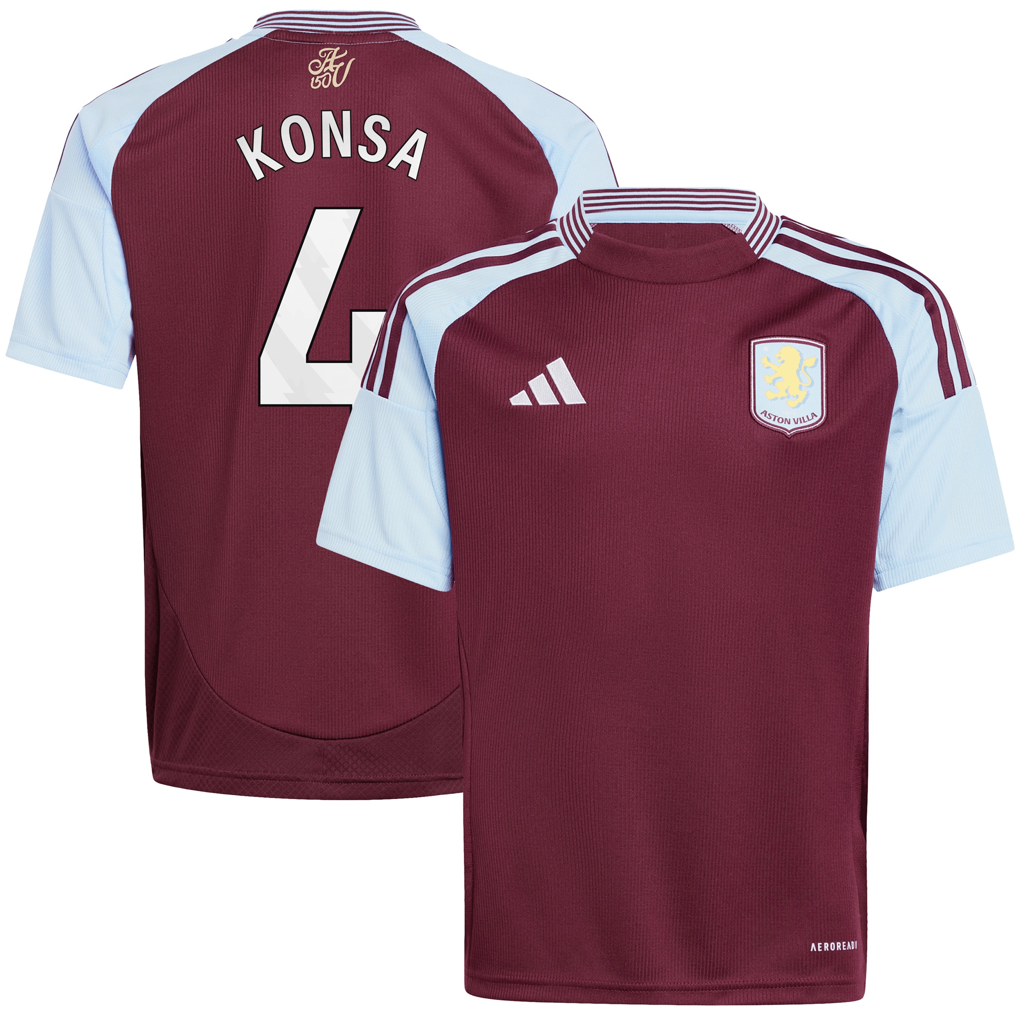 aston villa adidas home shirt 2024-25 – kids with konsa 4 printing Collection | Aston Villa Fan Shop