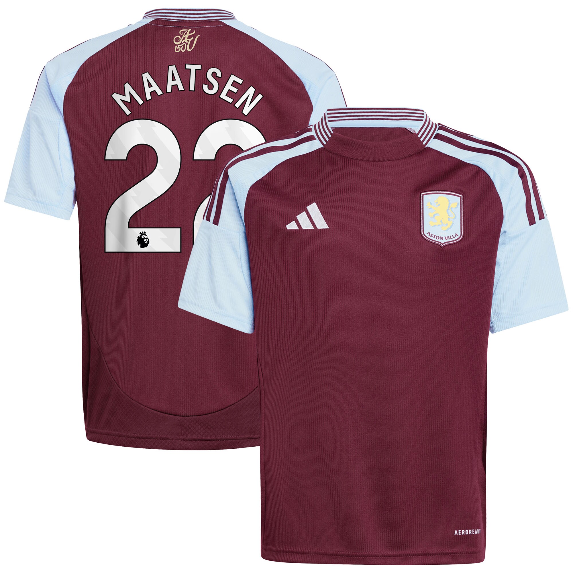 aston villa adidas home shirt 2024-25 – kids with maatsen 22 printing Collection | Aston Villa Fan Shop