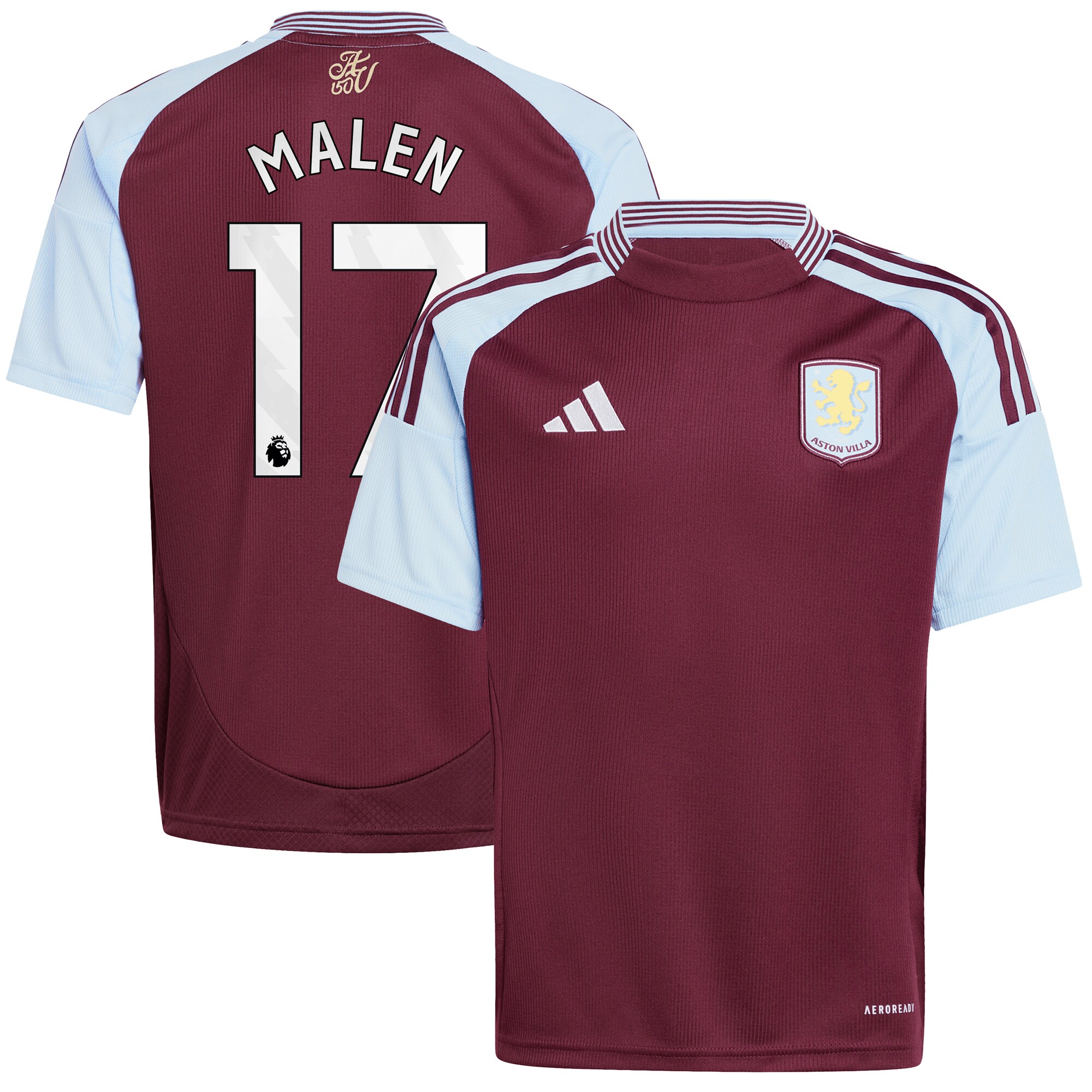 aston villa adidas home shirt 2024-25 – kids with malen 17 printing Collection | Aston Villa Fan Shop