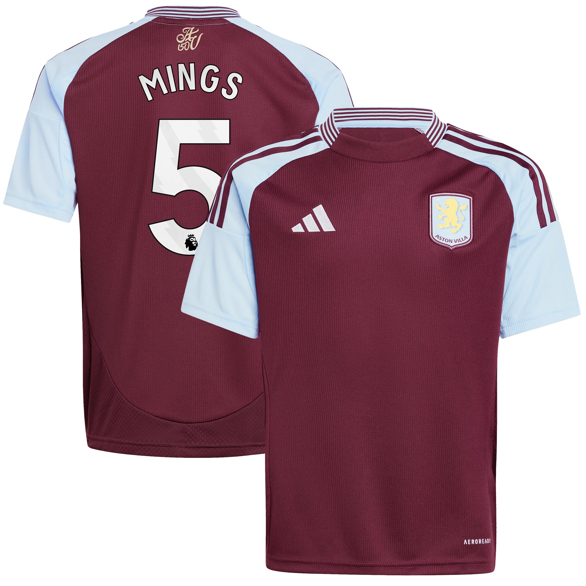 aston villa adidas home shirt 2024-25 – kids with mings 5 printing Collection | Aston Villa Fan Shop