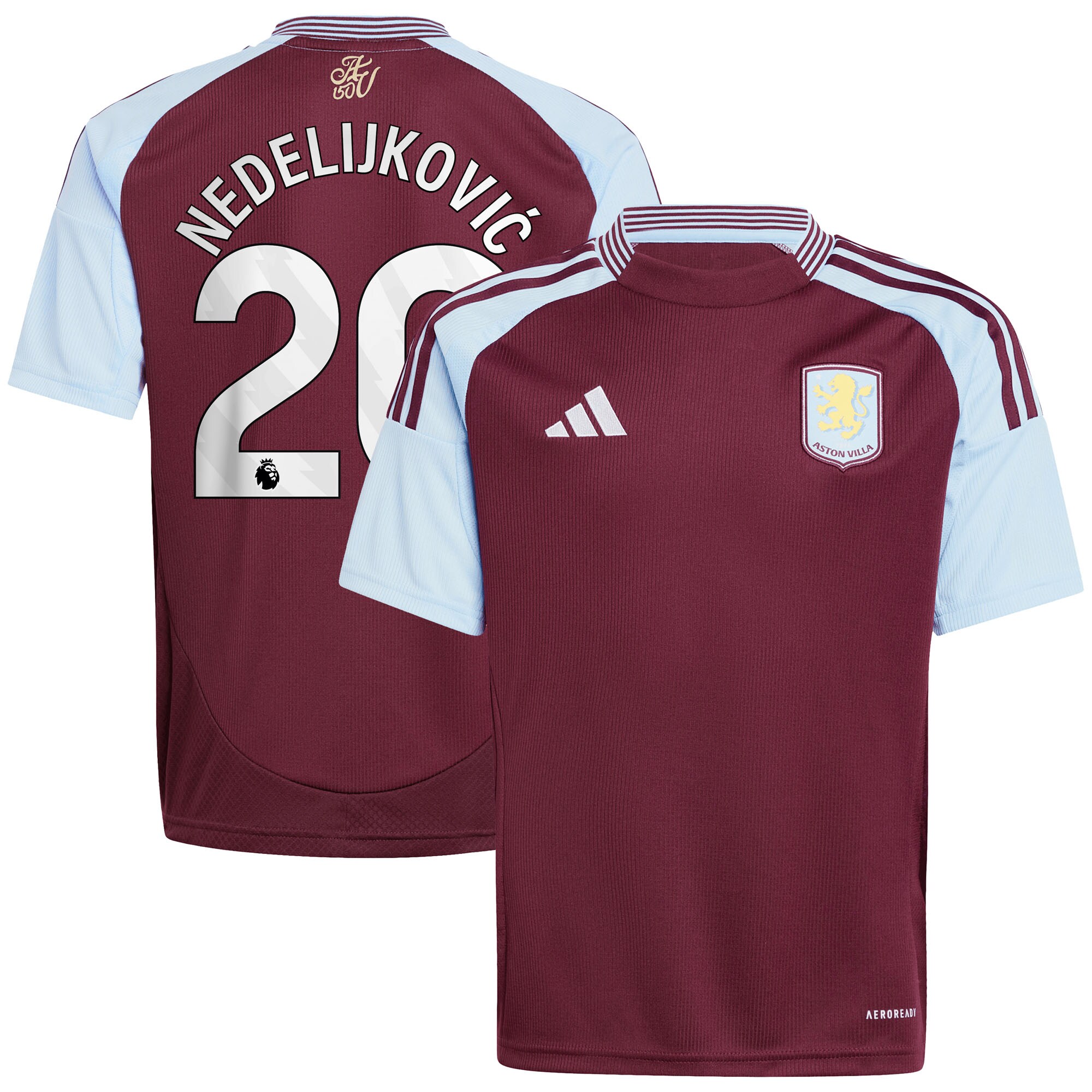 aston villa adidas home shirt 2024-25 – kids with nedeljković 20 printing Collection | Aston Villa Fan Shop
