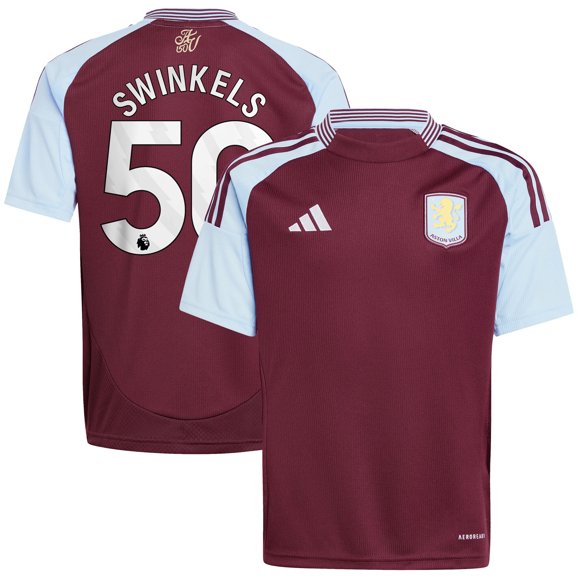 aston villa adidas home shirt 2024-25 – kids with swinkels 50 printing Collection | Aston Villa Fan Shop