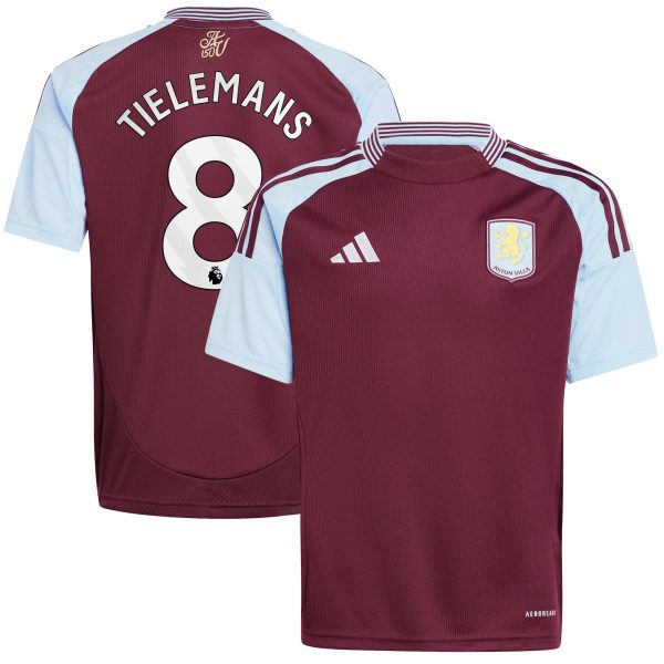 aston villa adidas home shirt 2024-25 – kids with tielemans 8 printing Collection | Aston Villa Fan Shop
