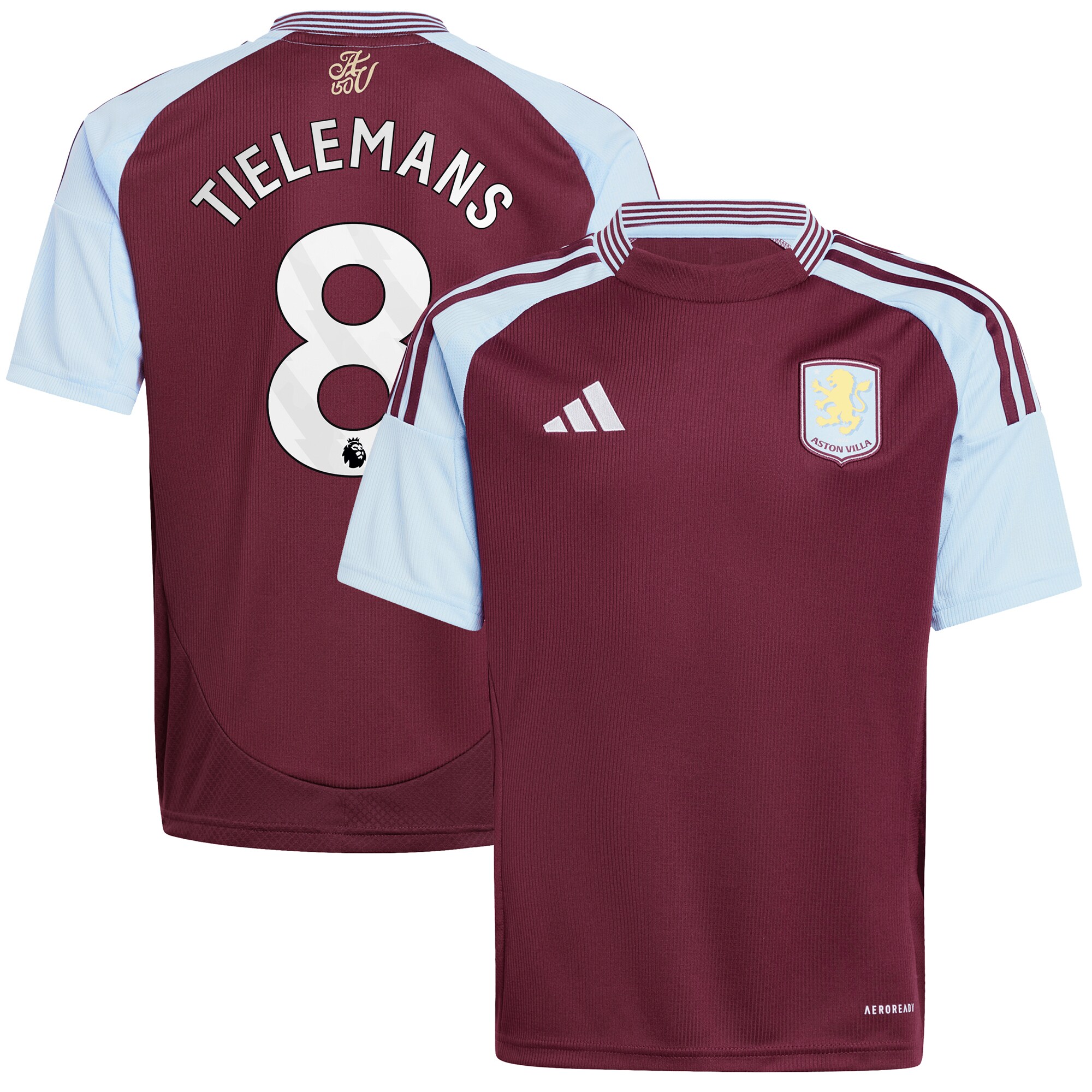 aston villa adidas home shirt 2024-25 – kids with tielemans 8 printing Collection | Aston Villa Fan Shop