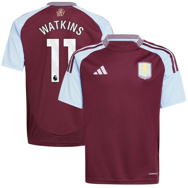 aston villa adidas home shirt 2024-25 – kids with watkins 11 printing Collection | Aston Villa Fan Shop