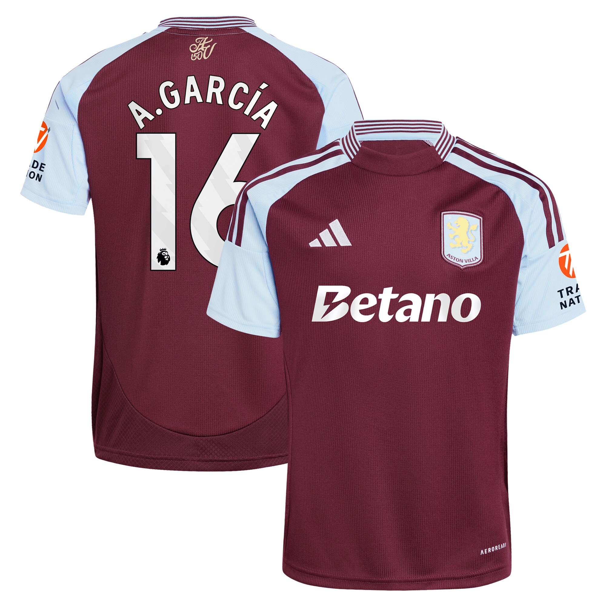 aston villa adidas home shirt 2024-25 with a.garcía 16 printing Collection | Aston Villa Fan Shop
