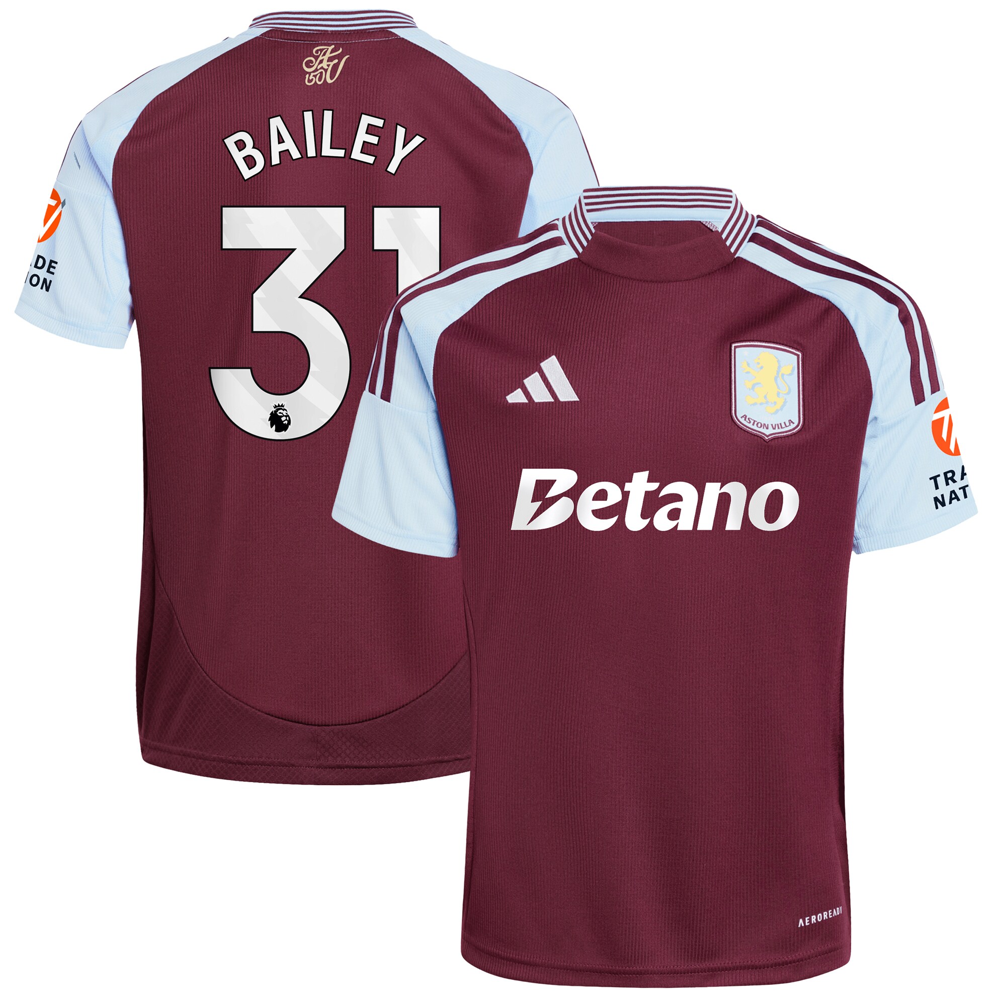 aston villa adidas home shirt 2024-25 with bailey 31 printing Collection | Aston Villa Fan Shop