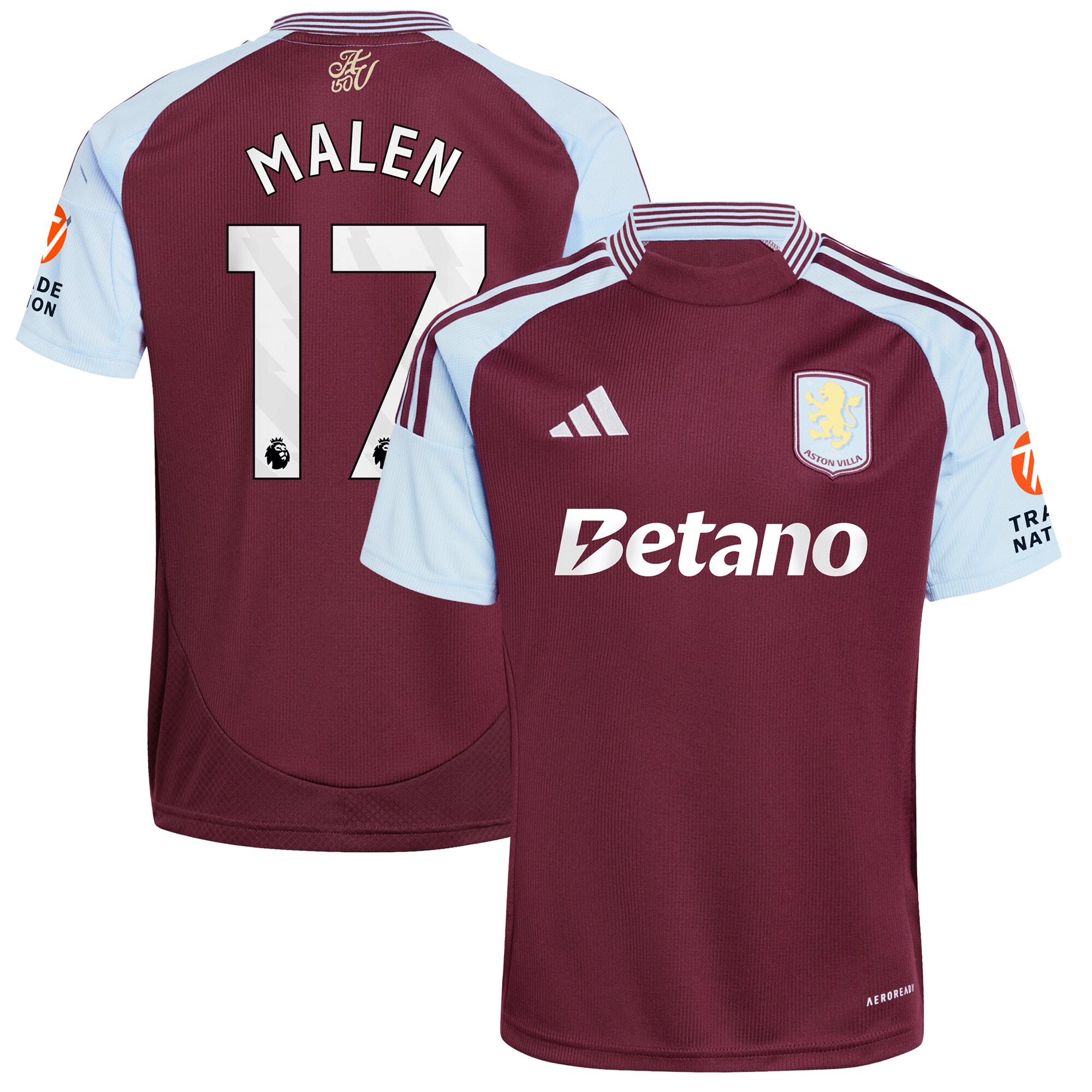 aston villa adidas home shirt 2024-25 with malen 17 printing Collection | Aston Villa Fan Shop