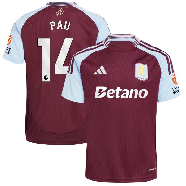 aston villa adidas home shirt 2024-25 with pau 14 printing Collection | Aston Villa Fan Shop