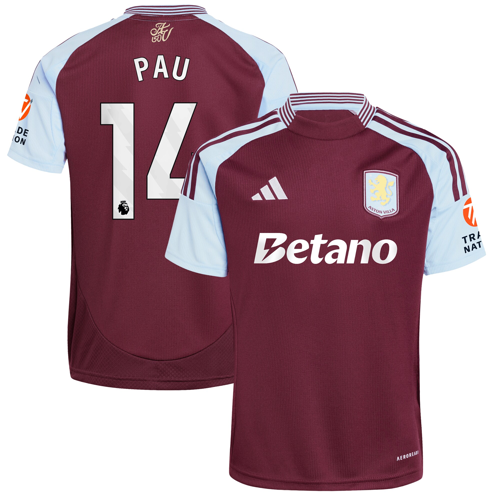 aston villa adidas home shirt 2024-25 with pau 14 printing Collection | Aston Villa Fan Shop